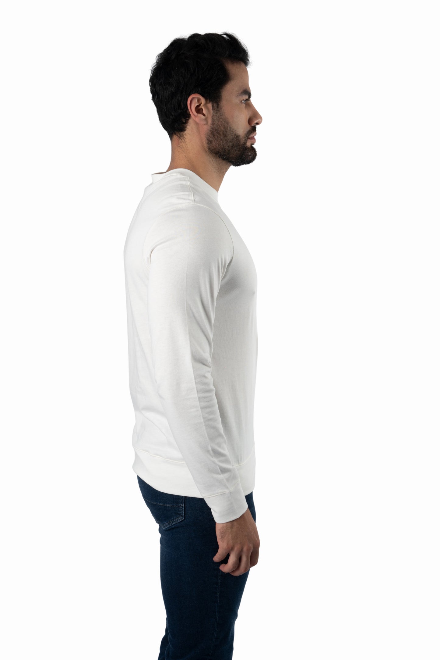 Cream Long Sleeve Crewneck CR-9243 Side