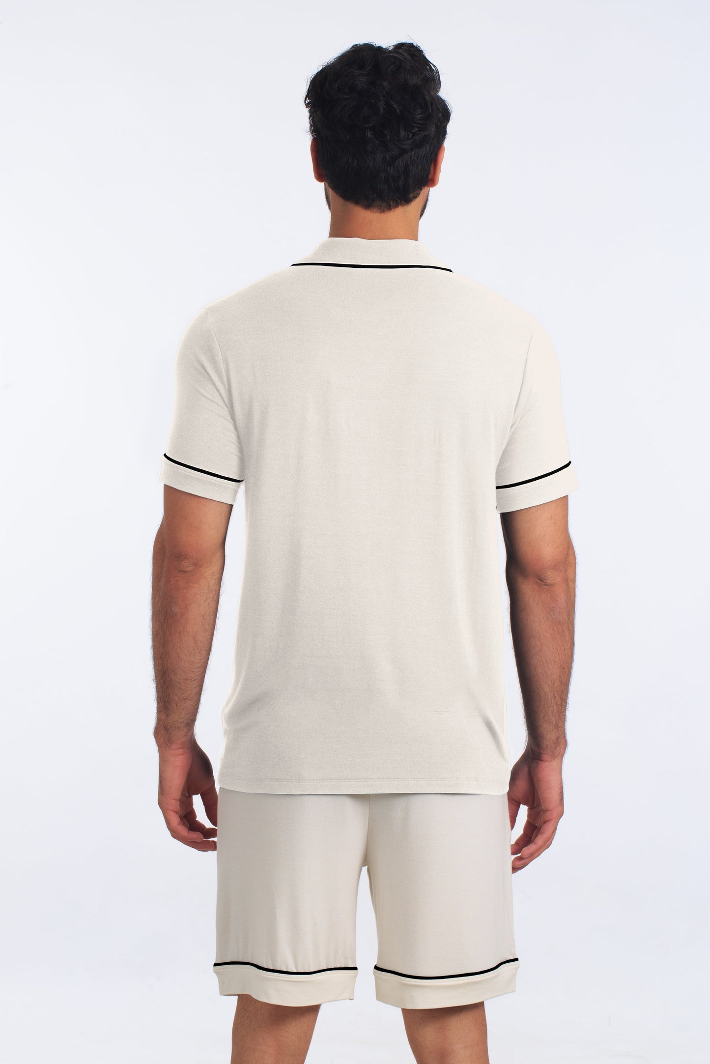 Cannoli Cream PJ Dapper Set (Shirt + Short) JBFSH4114 Back