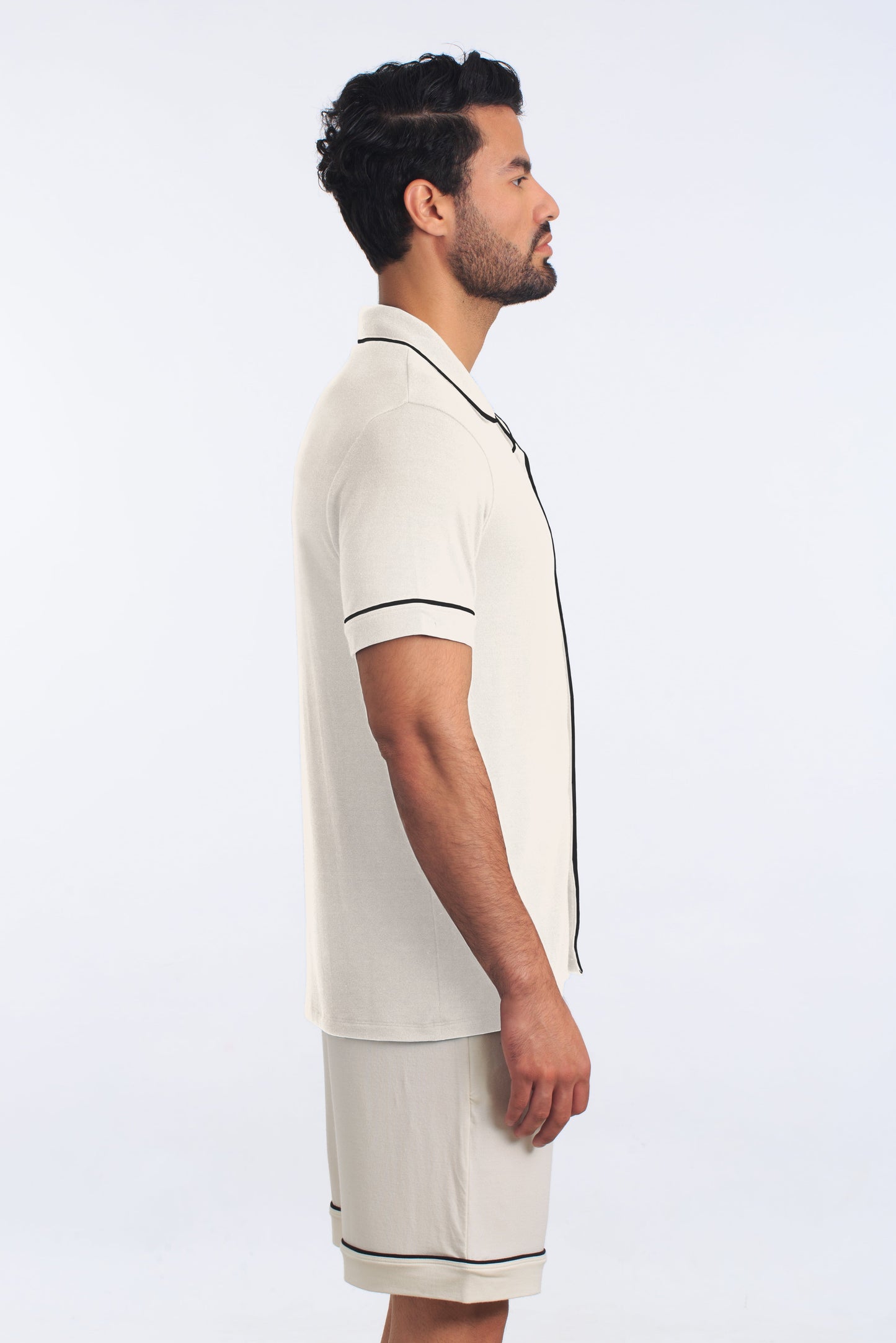 Cannoli Cream PJ Dapper Set (Shirt + Short) JBFSH4114 Side