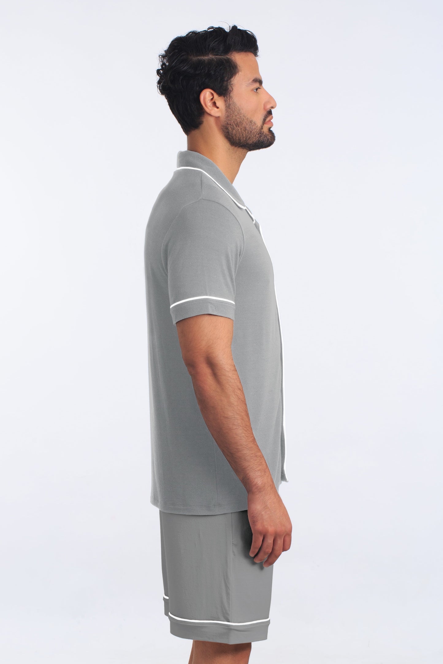 Ultimate Grey PJ Dapper Set (Shirt + Short) JBFSH4116 Side