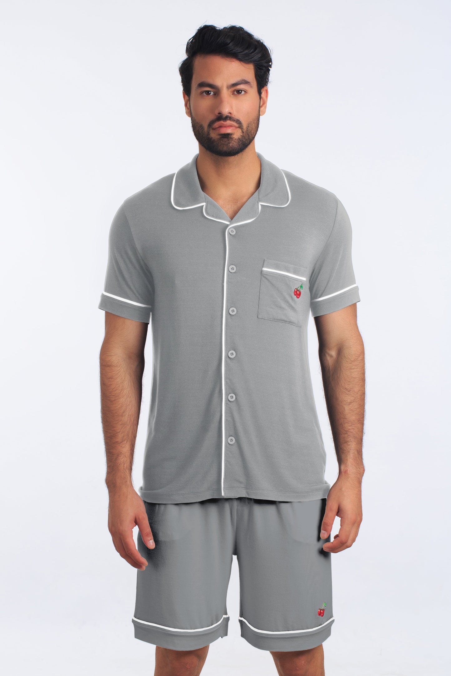Ultimate Grey PJ Dapper Set (Shirt + Short) JBFSH4116 Front