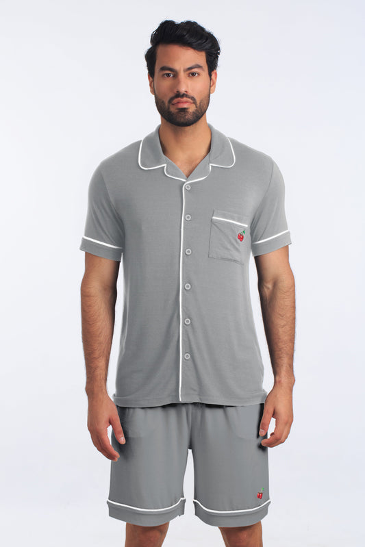 Ultimate Grey PJ Dapper Set (Shirt + Short) JBFSH4116 Front
