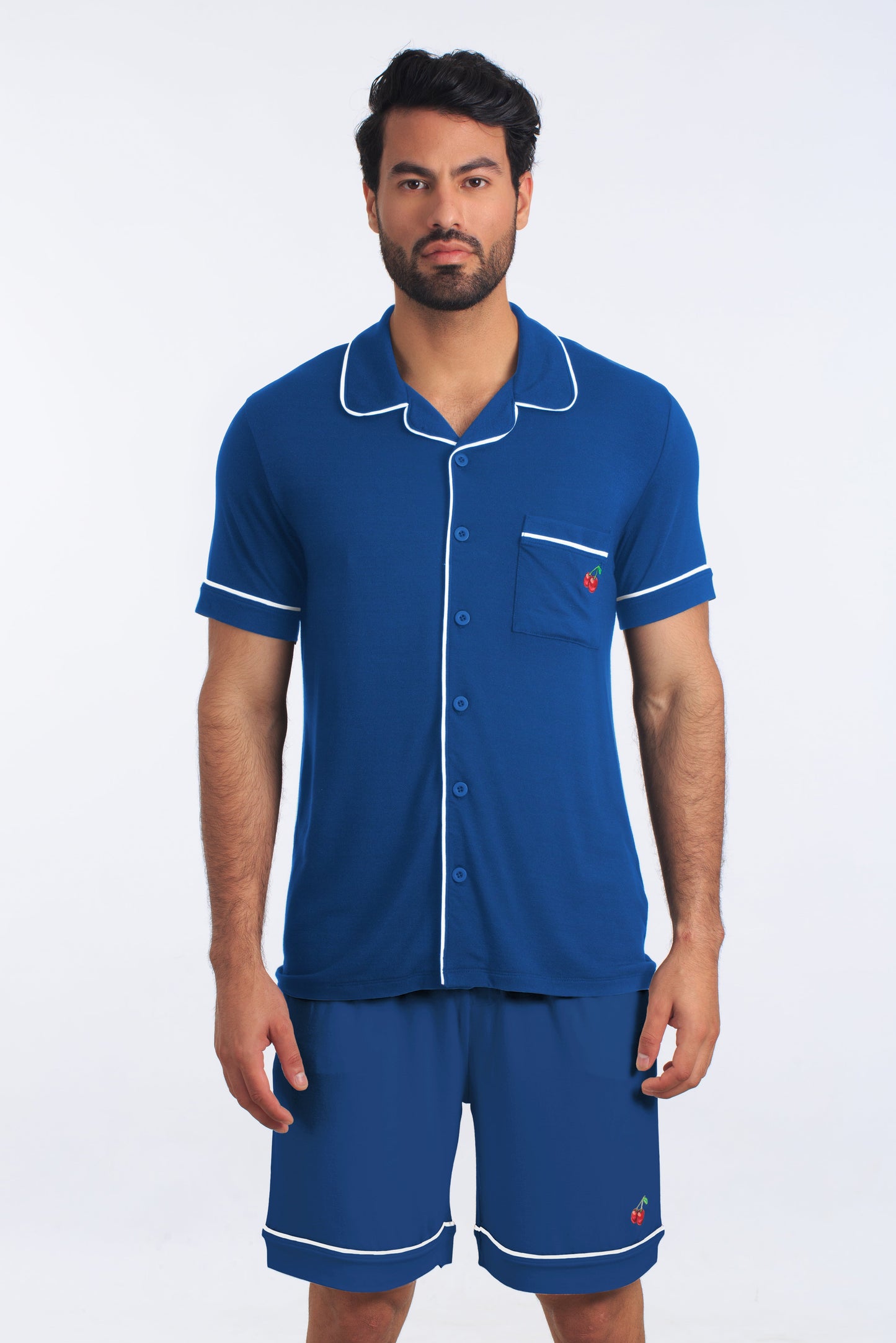 Classic Blue PJ Dapper Set (Shirt + Short) JBFSH4117 Front