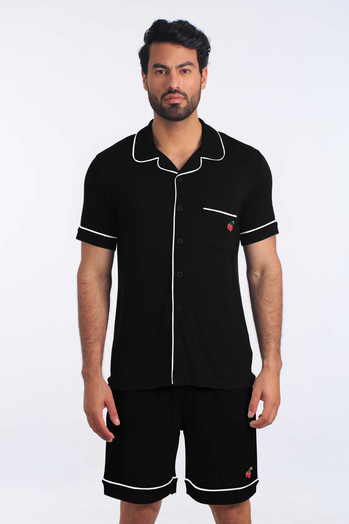 Black PJ Dapper Set (Shirt + Short) JBFSH4118 Front