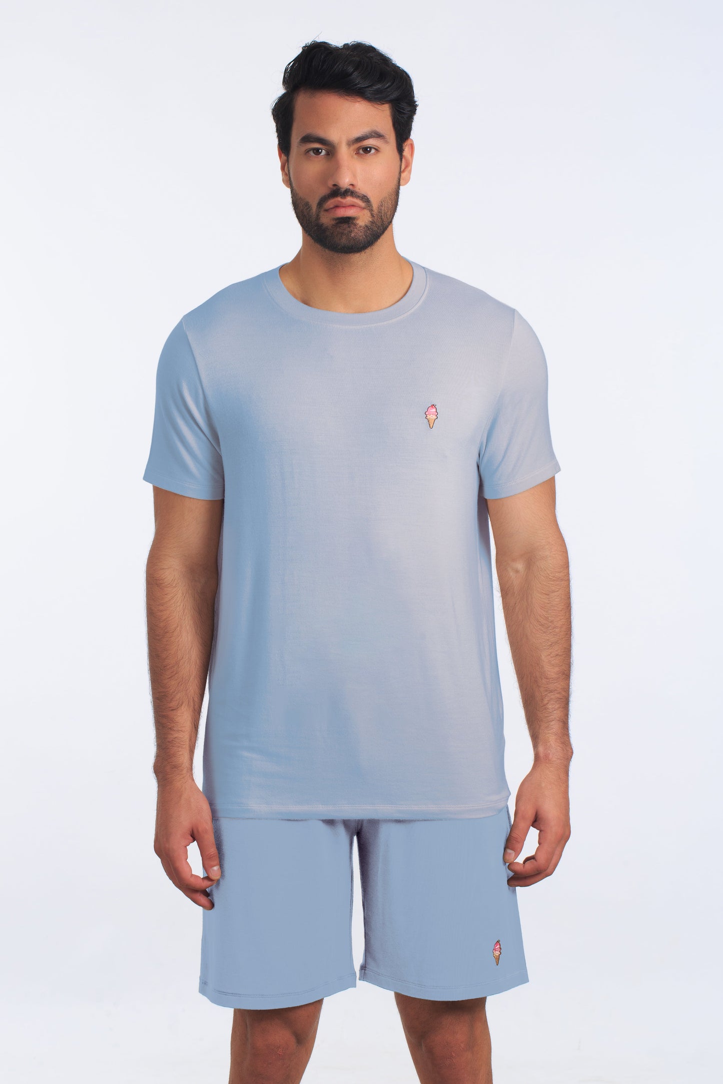 Soft Chambray PJ Set (Tee + Short) JSH-4104 Front
