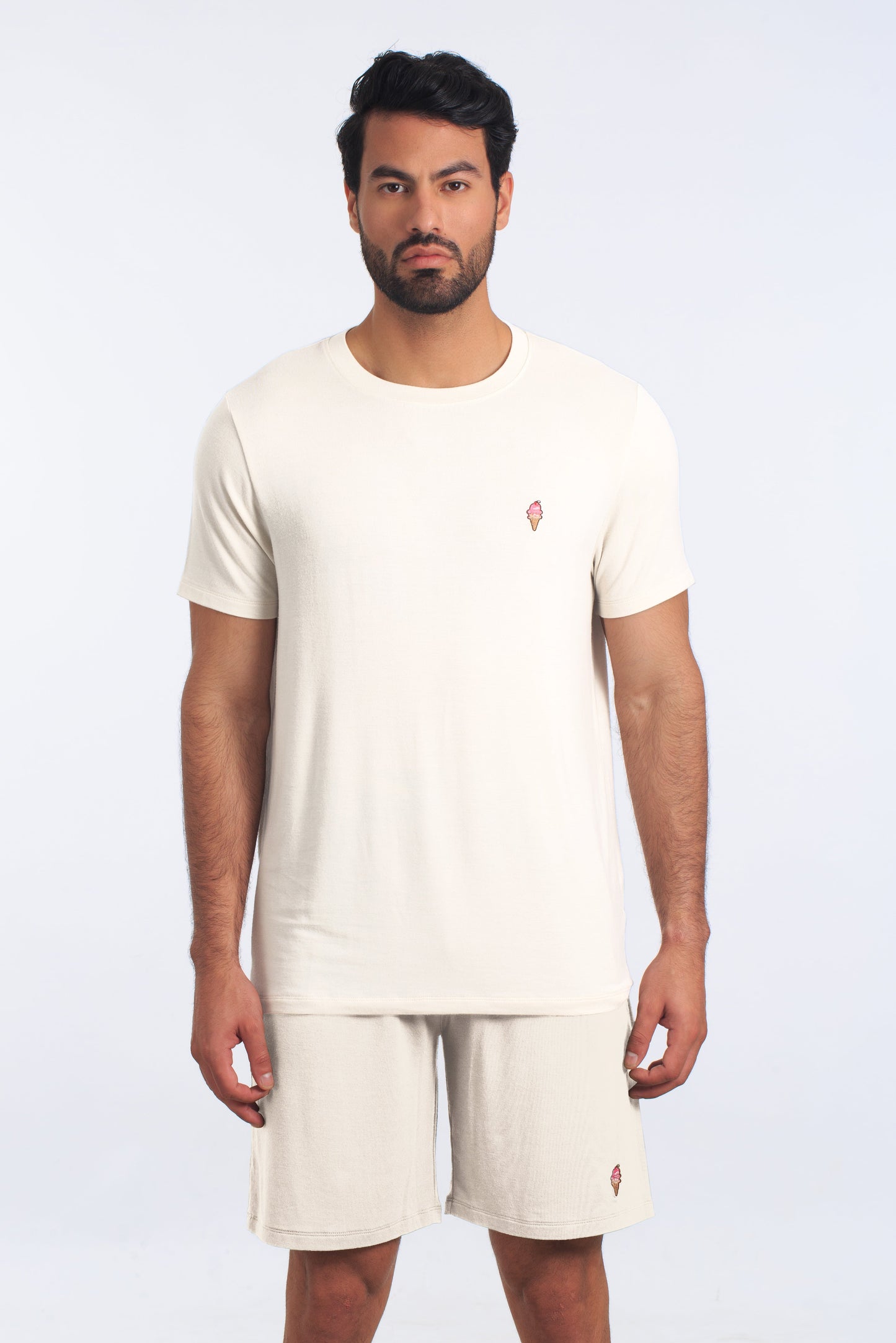 White PJ Set (Tee + Short) JSH-4106 Front