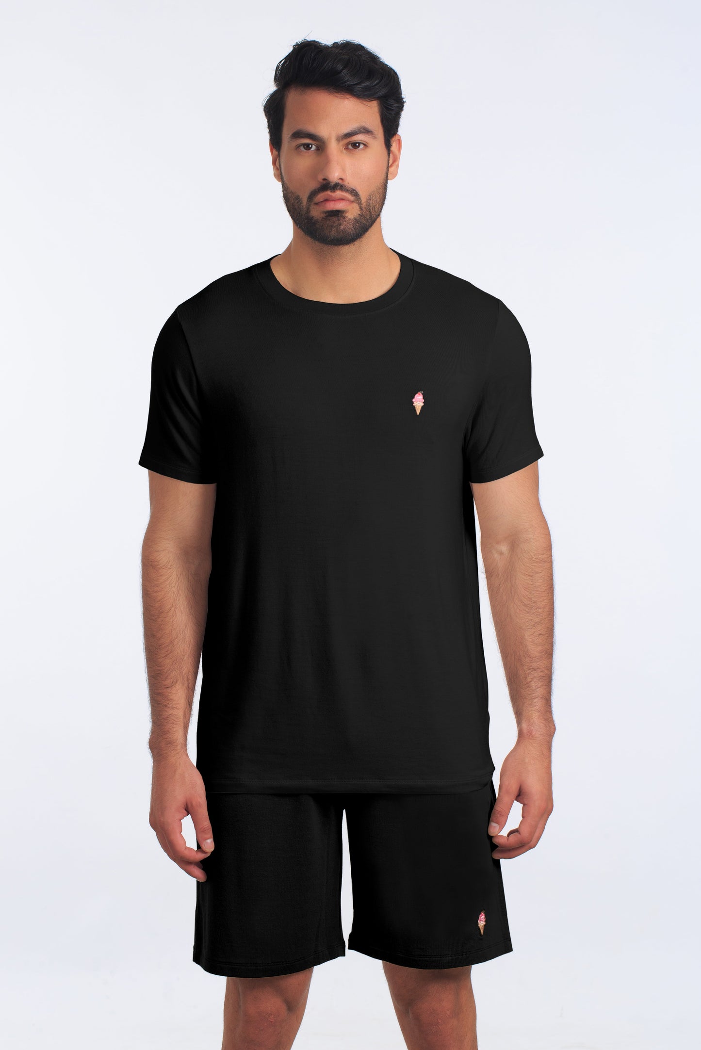 Black PJ Set (Tee + Short) JSH-4107 Front