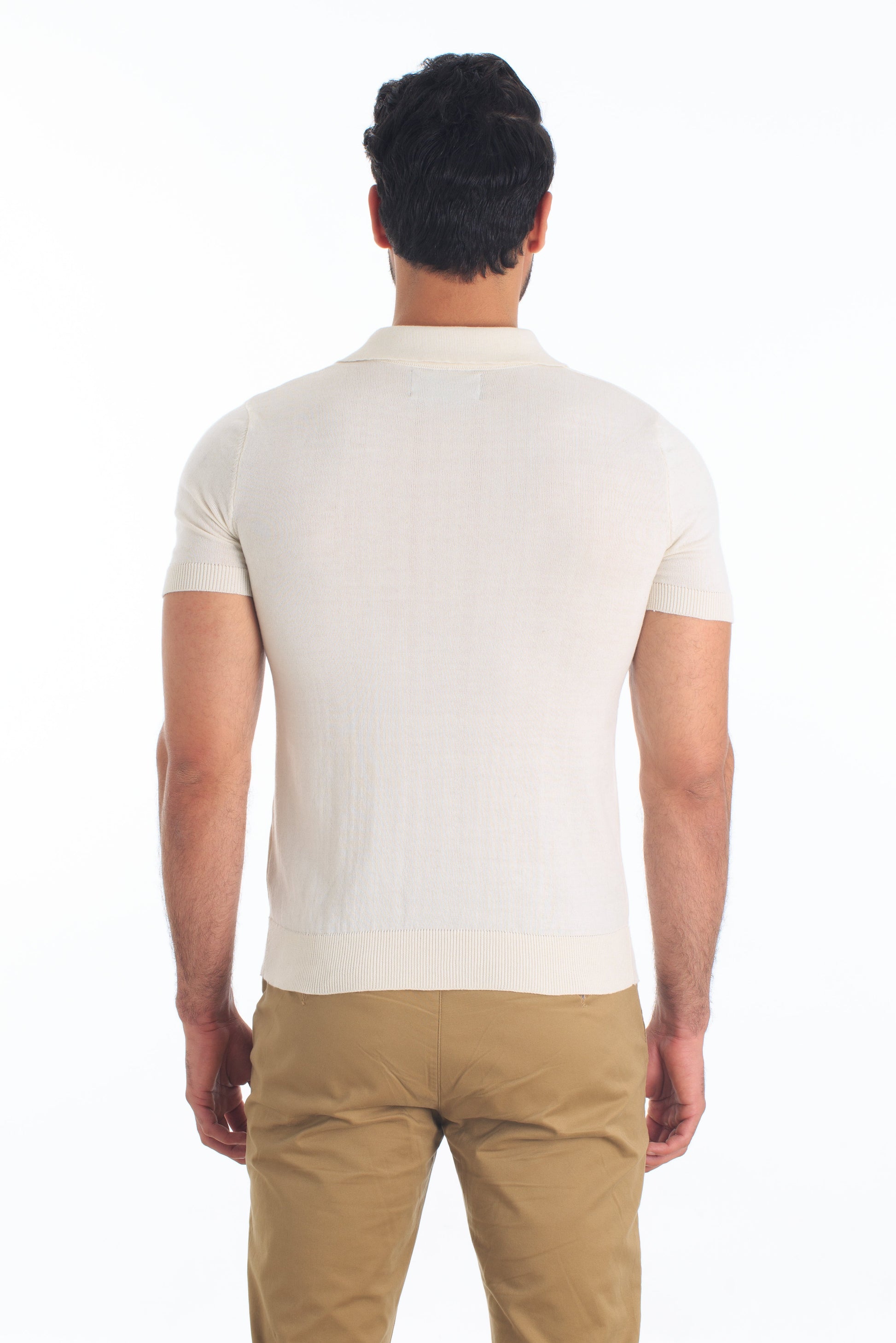 White Yarn Polo PK-3206 Back