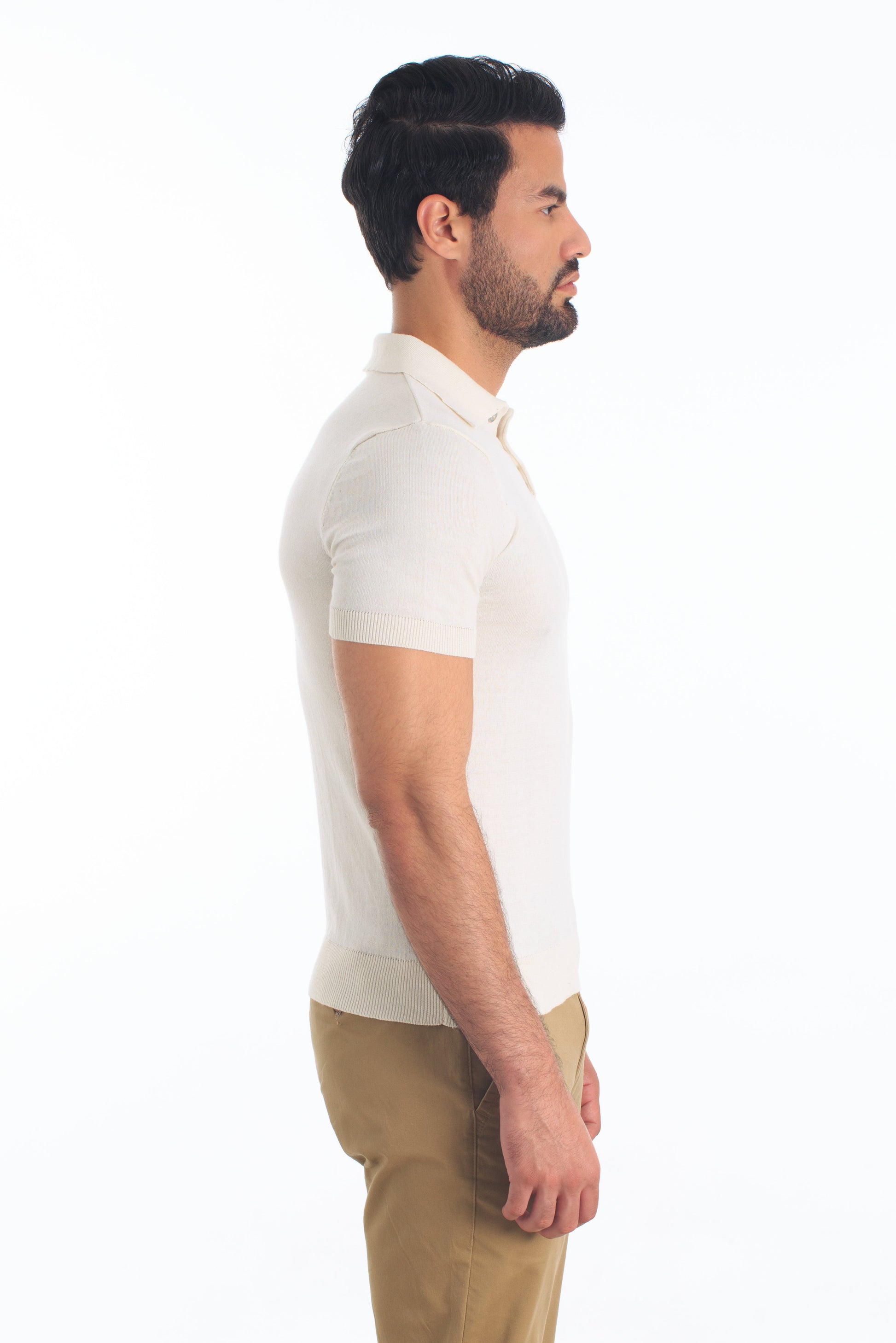 White Yarn Polo PK-3206 Side