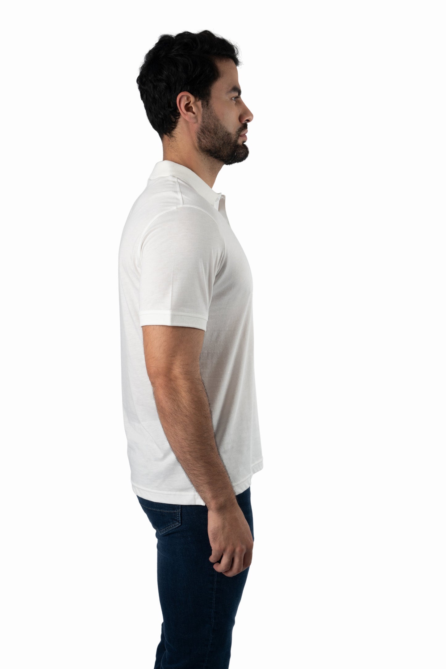 White Short Sleeve Polo TEE-9238 Side