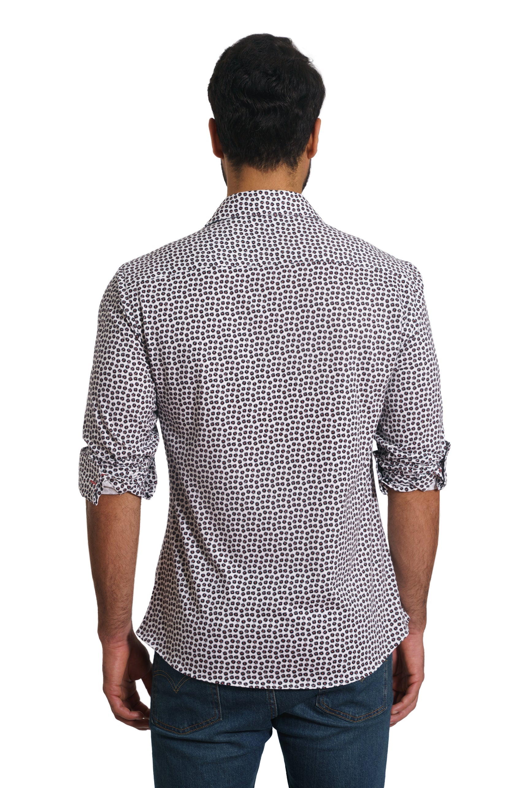 White Print Long Sleeve Shirt TH-2859 Back