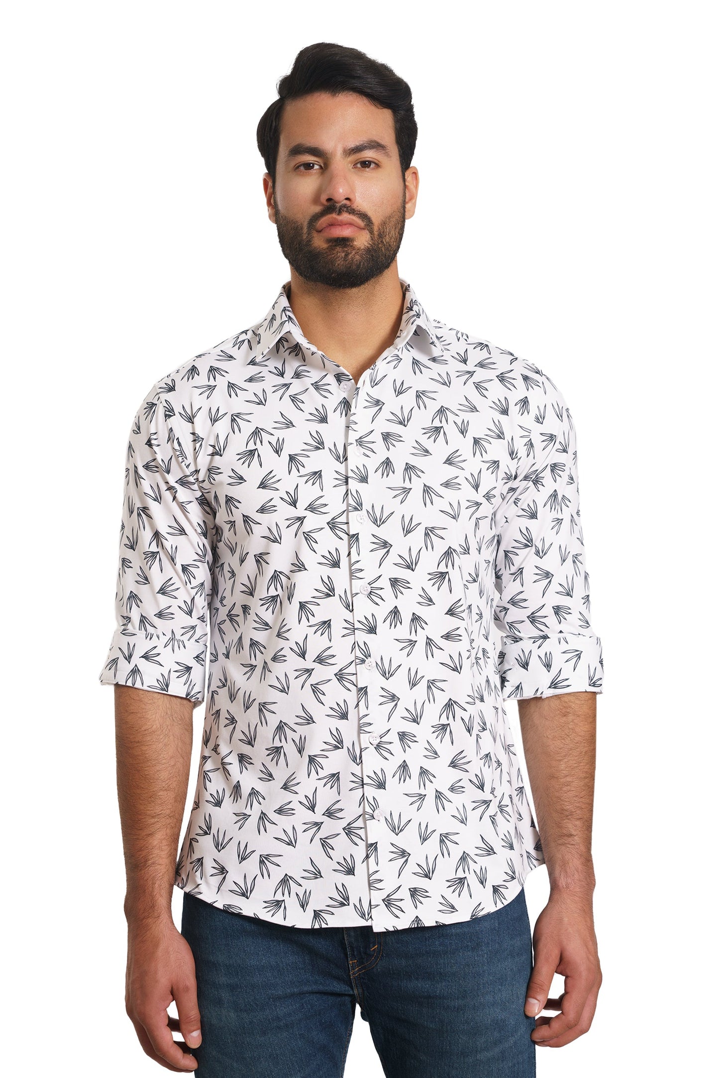 White Long Sleeve Shirt TH-2862 Front