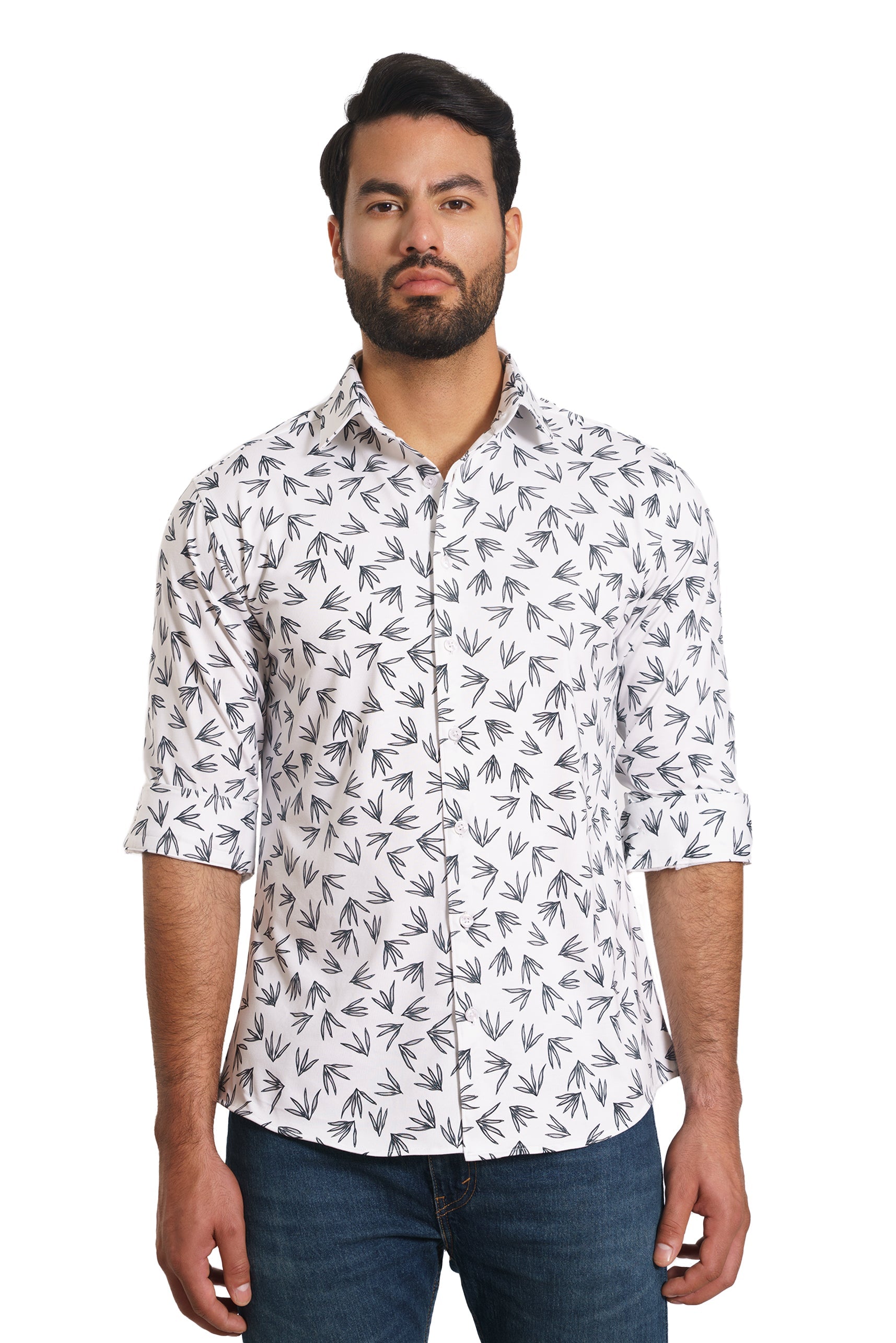 White Long Sleeve Shirt TH-2862 Front