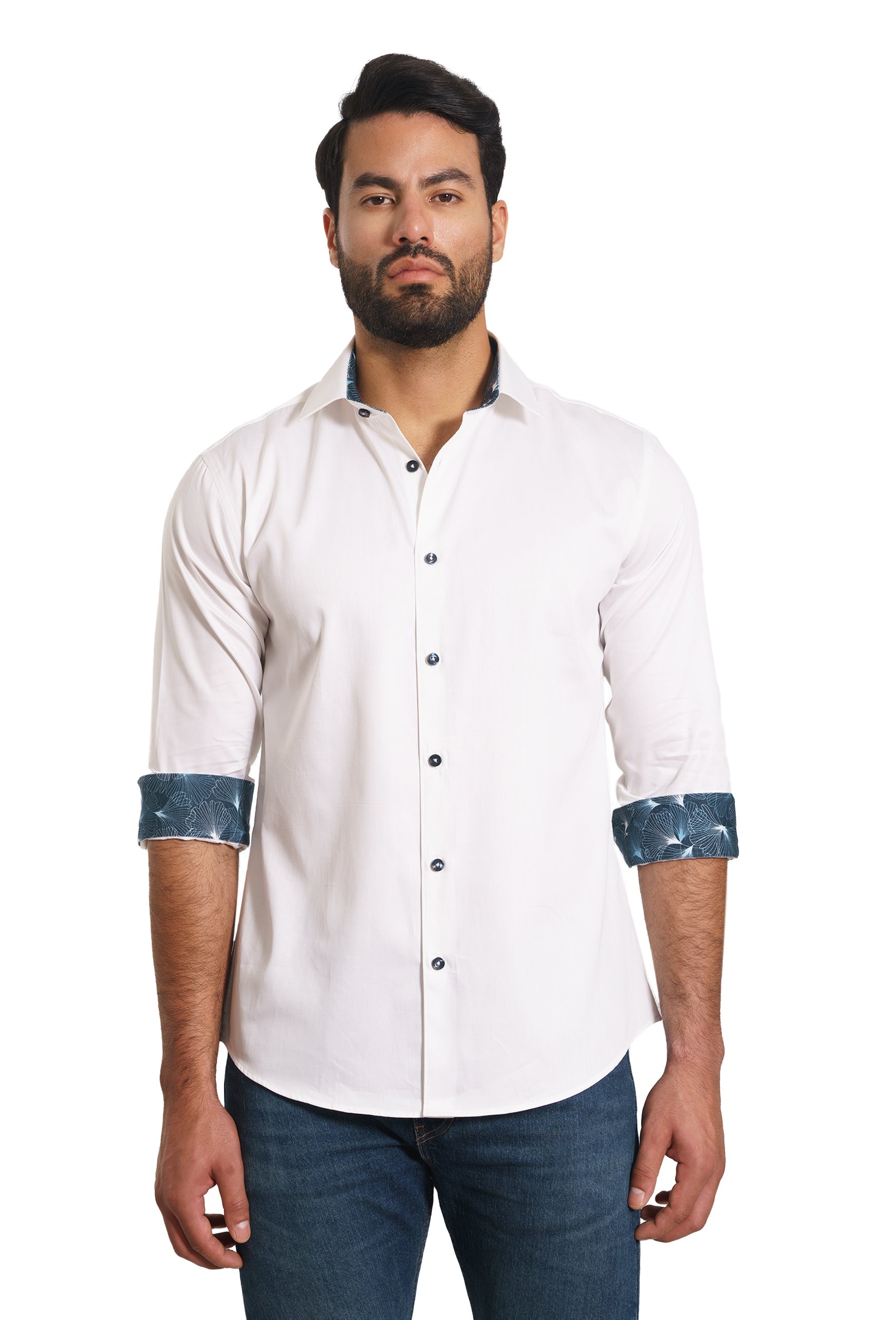 Jared Lang Mens Long Sleeve Shirt, White, XL, Cotton