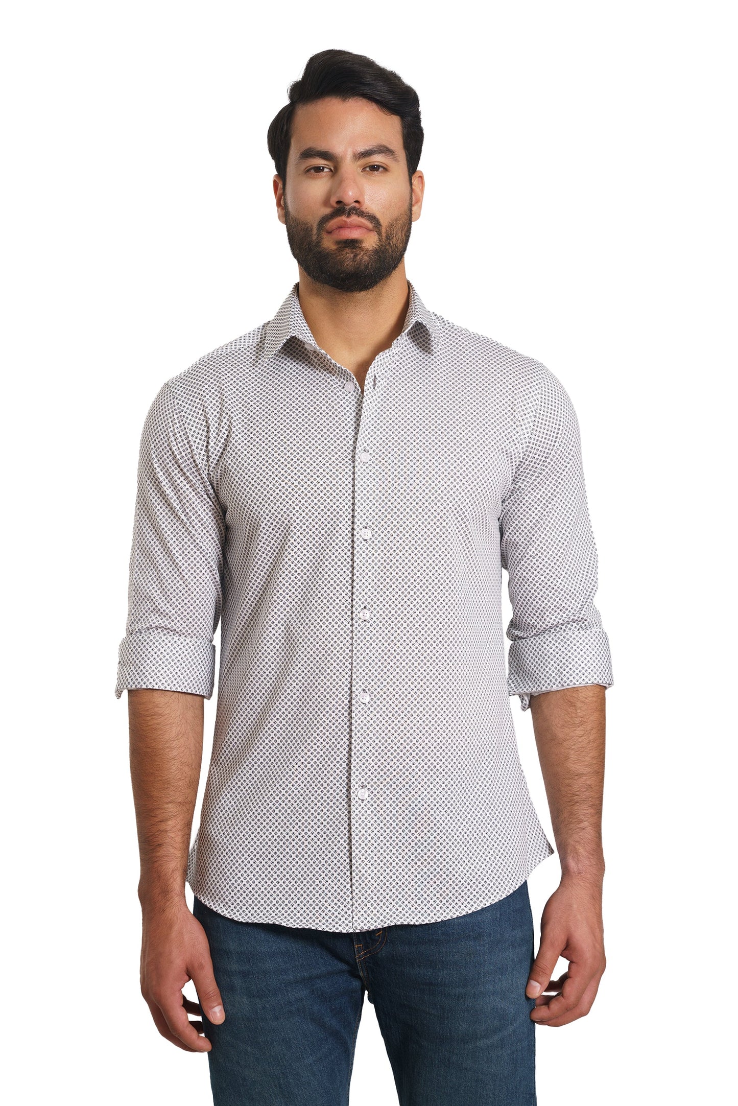 White Print Long Sleeve Shirt TH-2873 Front