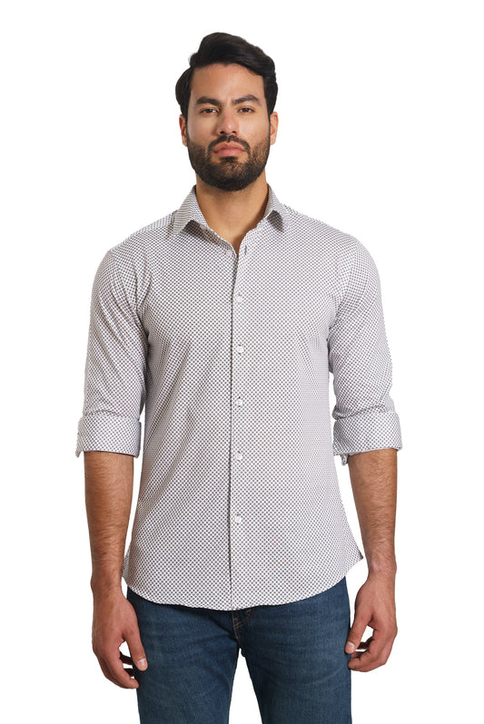 White Print Long Sleeve Shirt TH-2873 Front