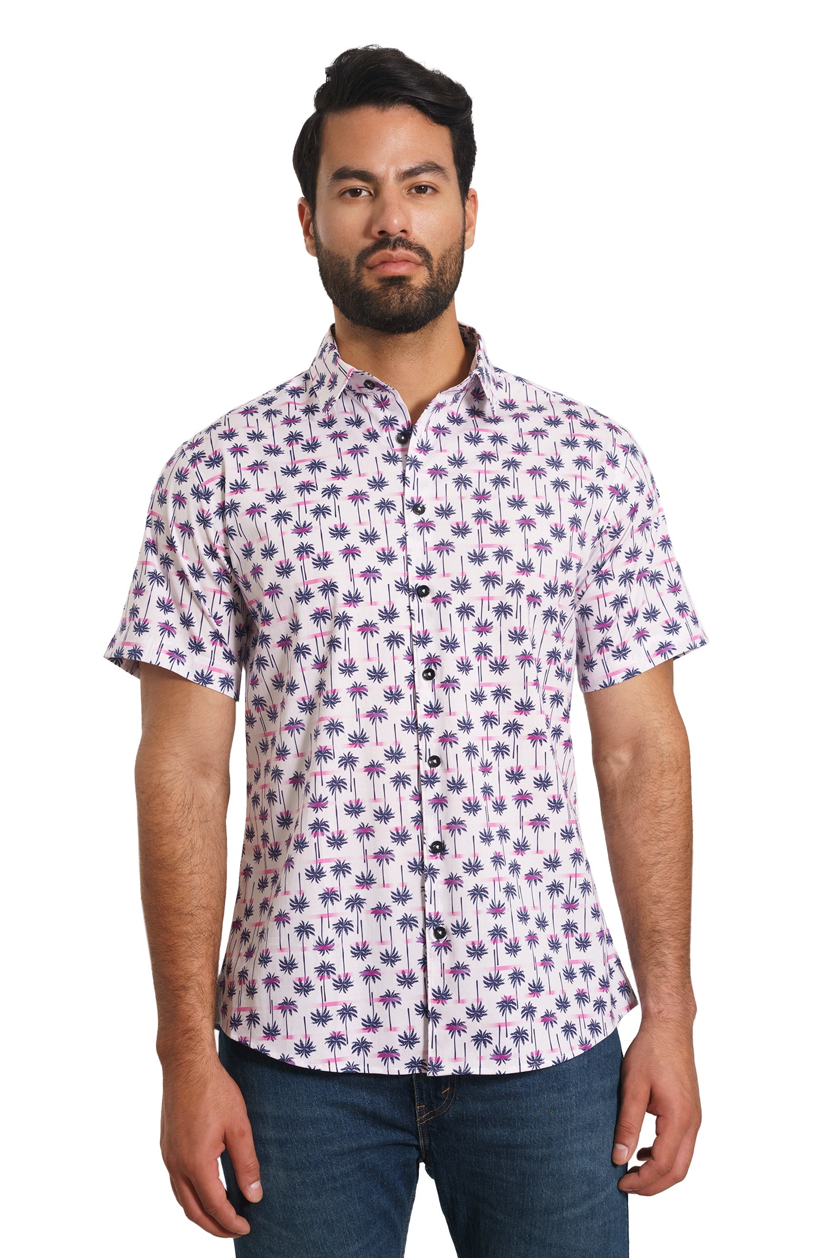 White Palms Short Sleeve Shirt | Men's Designer Shirt