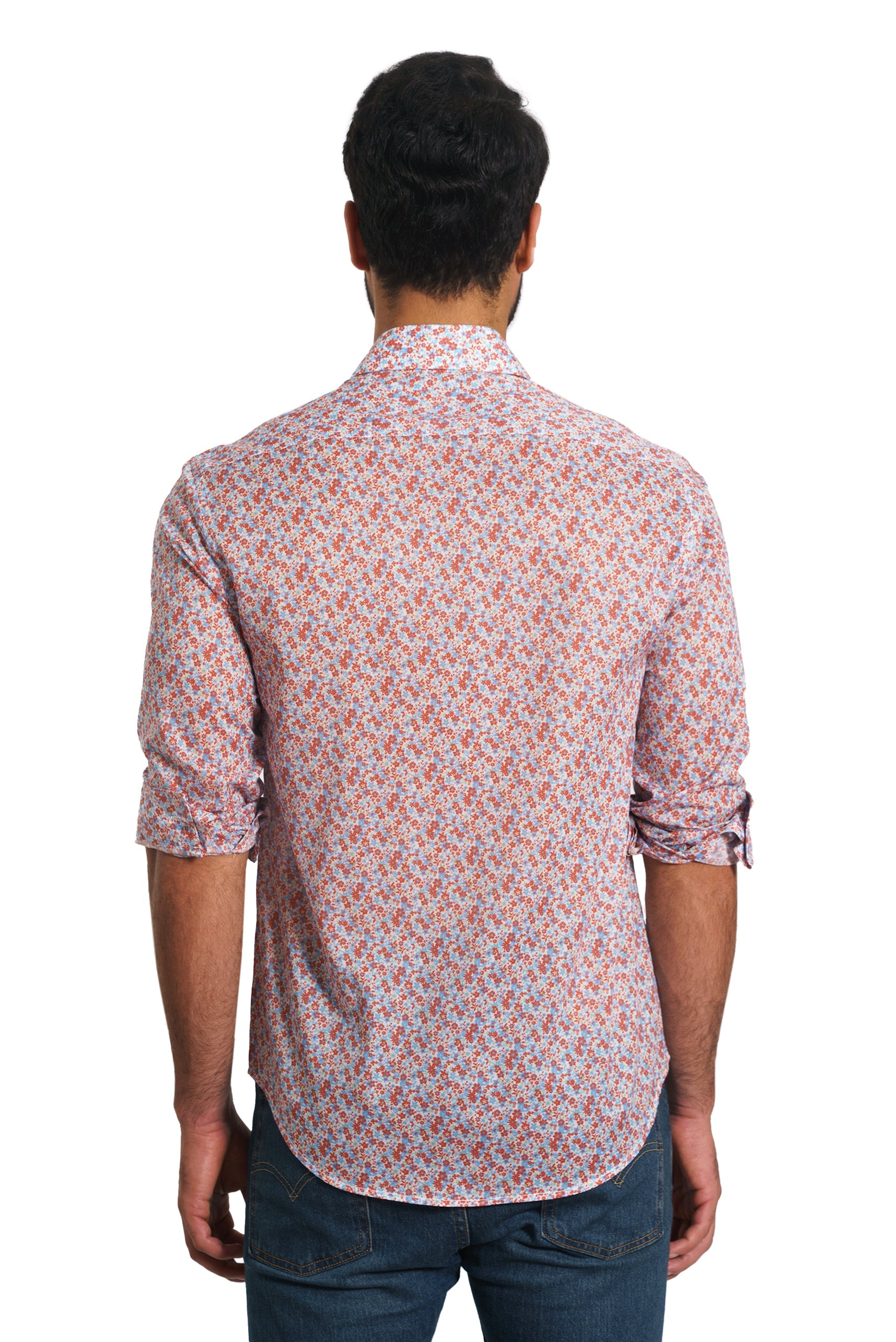 White Print Long Sleeve Shirt TP-7132 Back