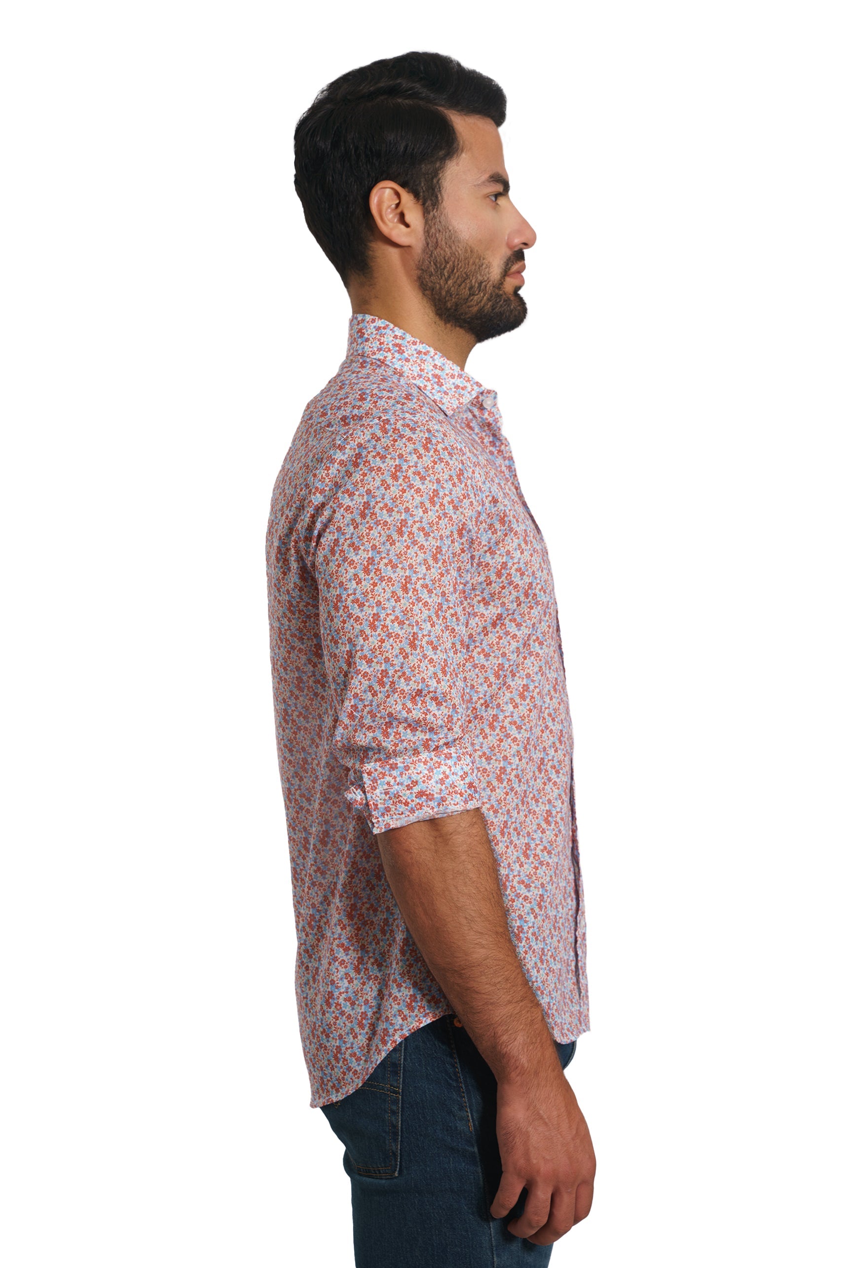 White Print Long Sleeve Shirt TP-7132 Side