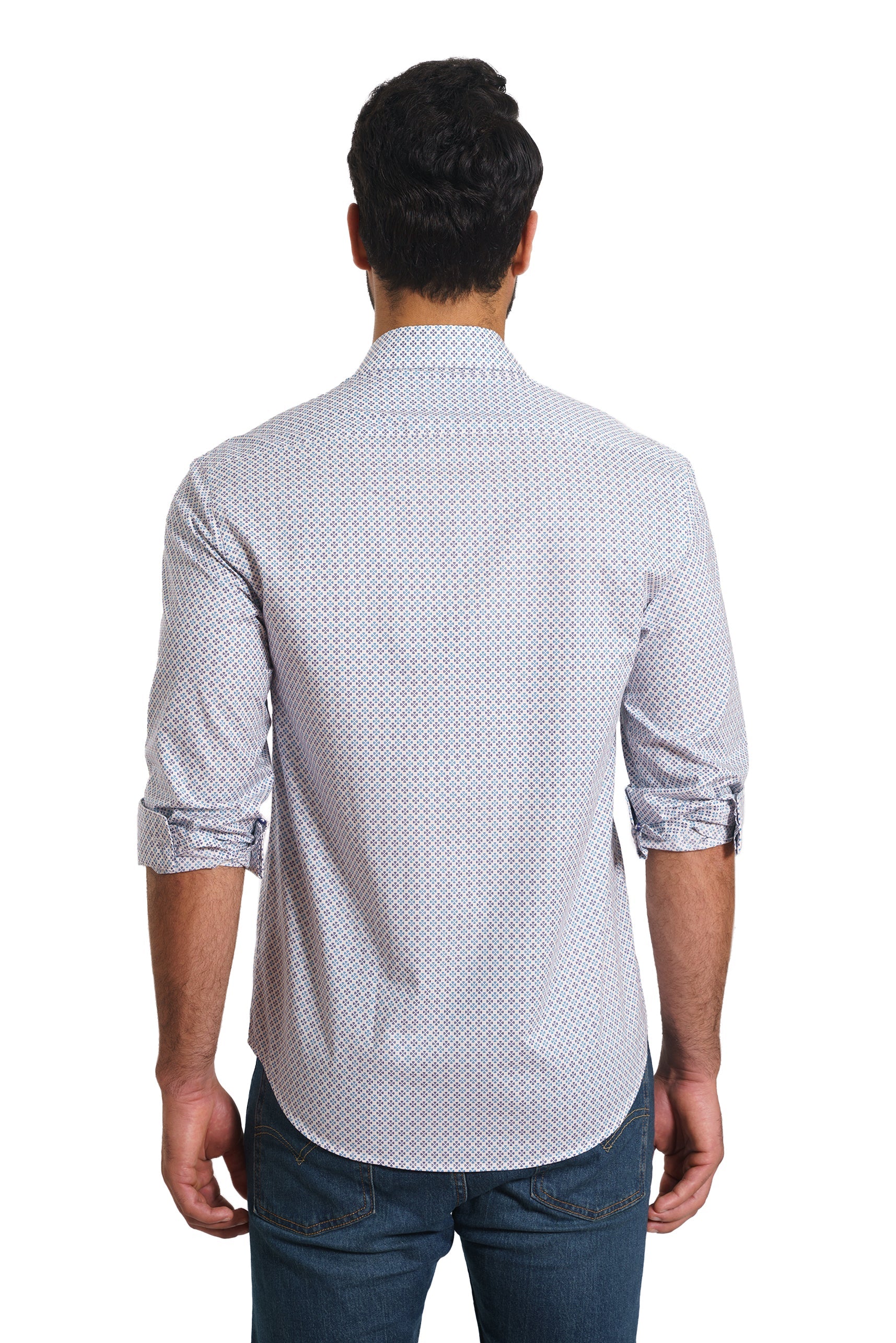 White Print Long Sleeve Shirt TP-7136 Back