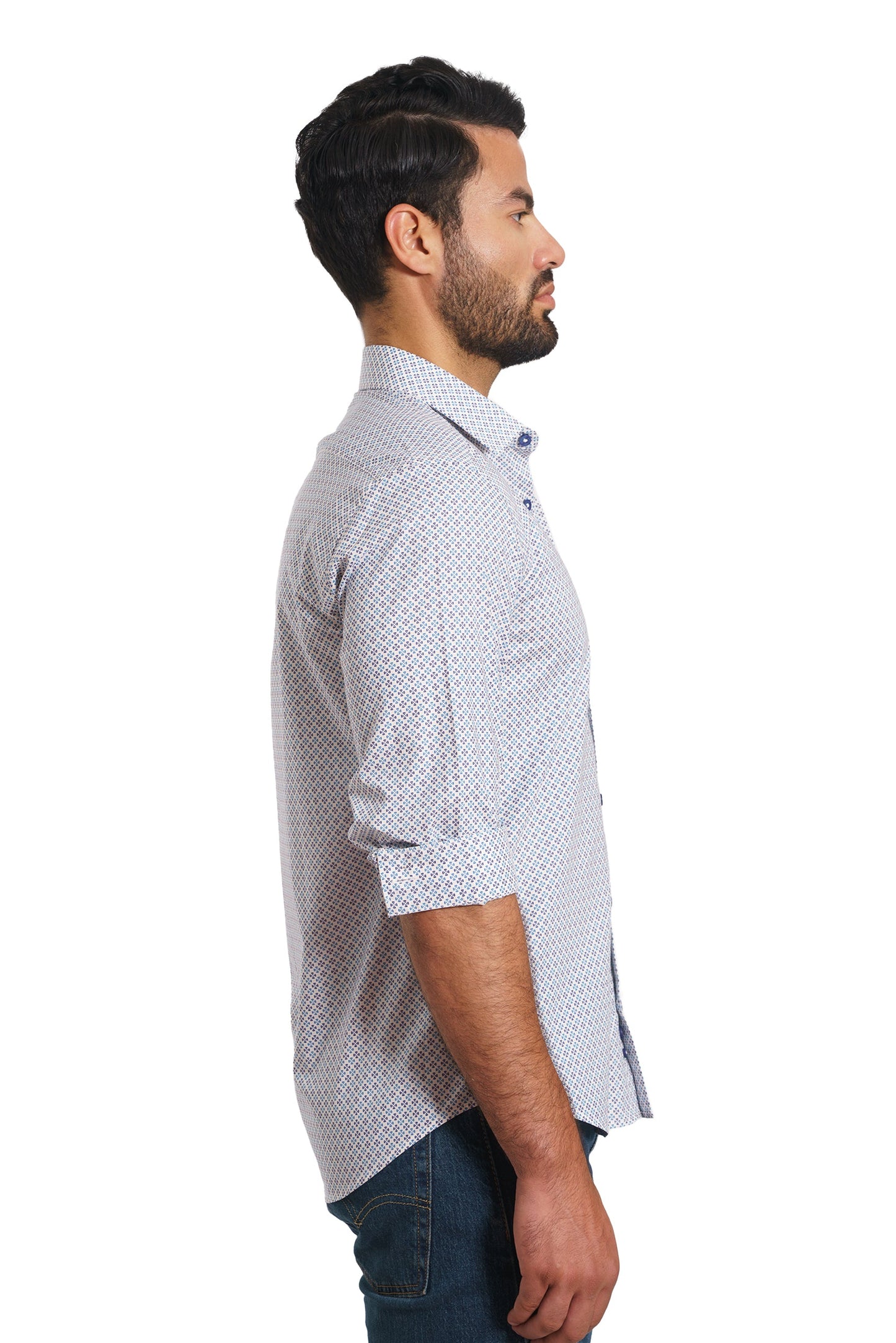 White Print Long Sleeve Shirt TP-7136 Side