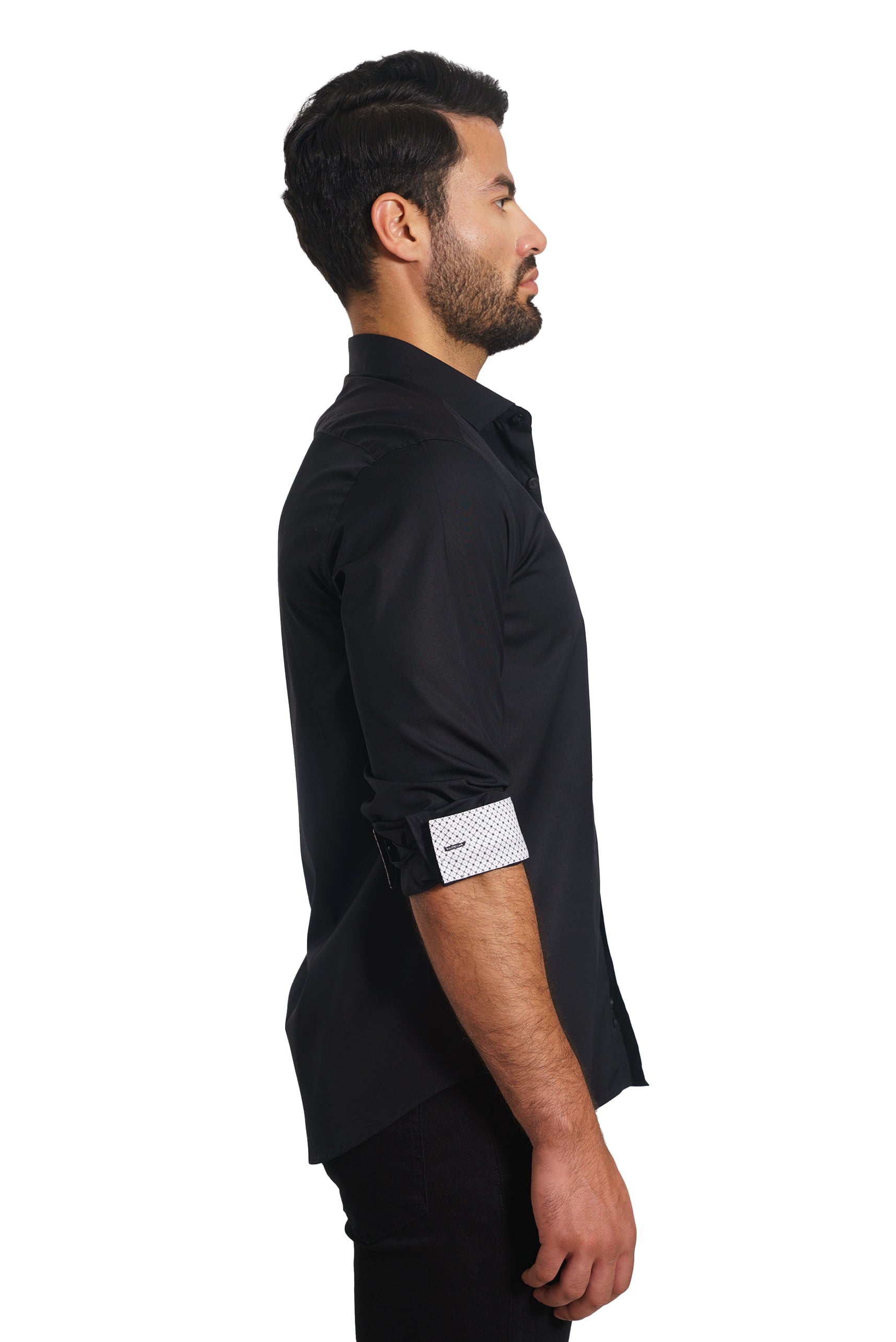 Black Long Sleeve Shirt TP-7145 Side