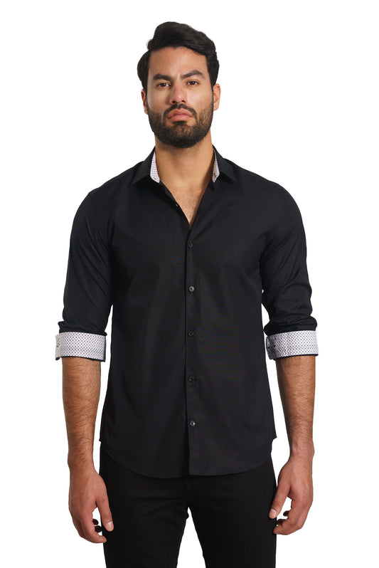 Black Long Sleeve Shirt TP-7145 Front
