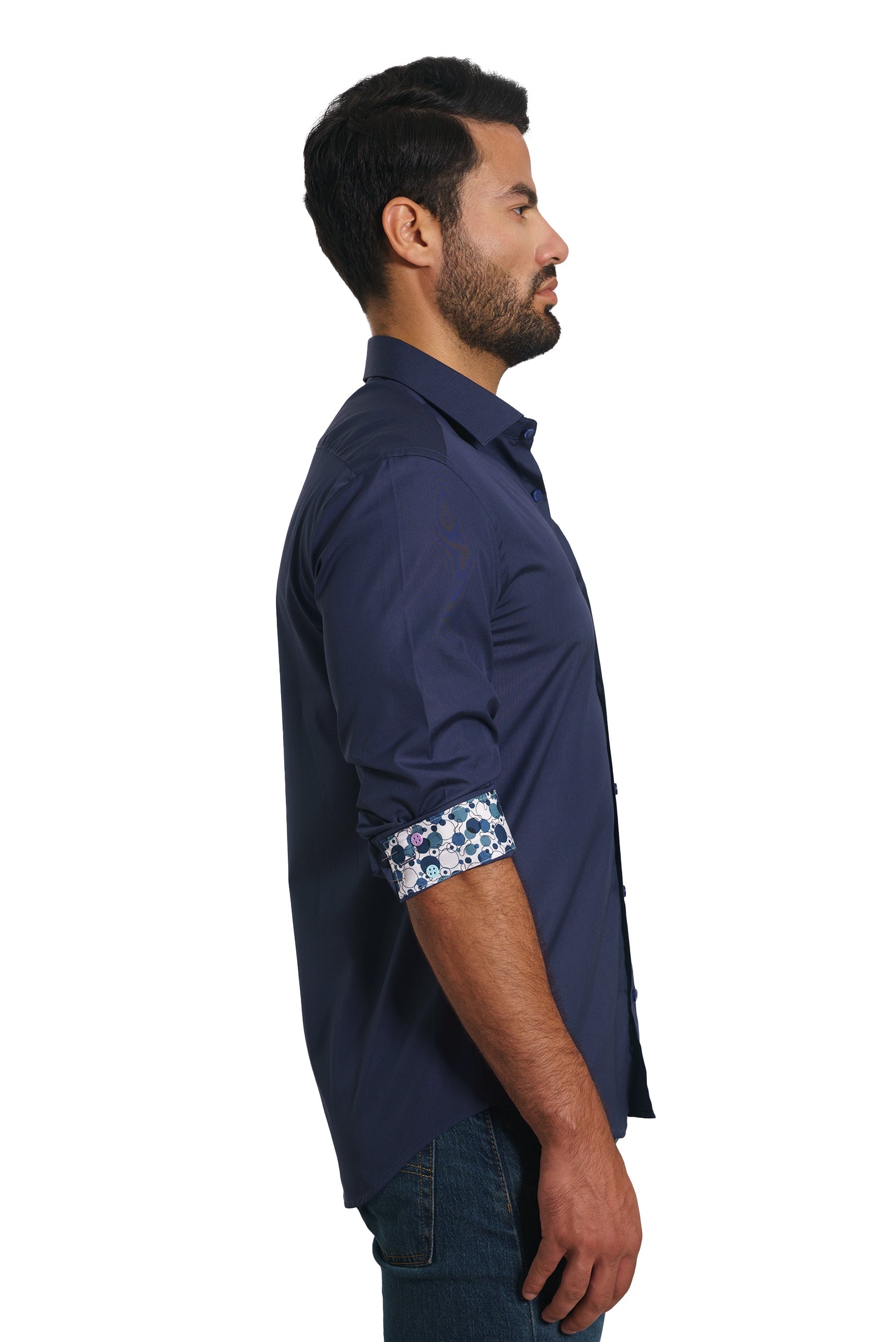 Dark Blue Long Sleeve Shirt TP-7148 Side