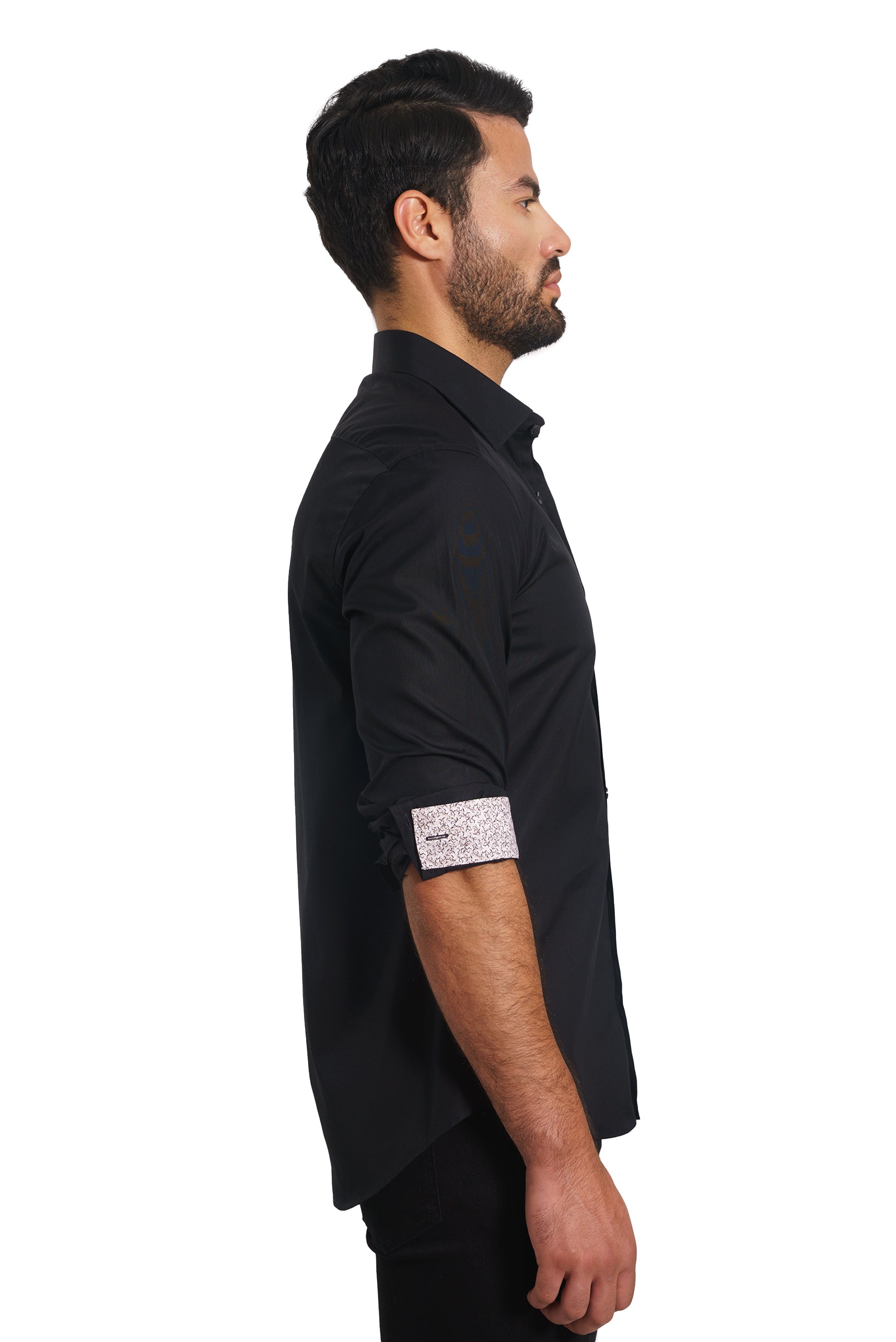 Black Long Sleeve Shirt TP-7154 Side