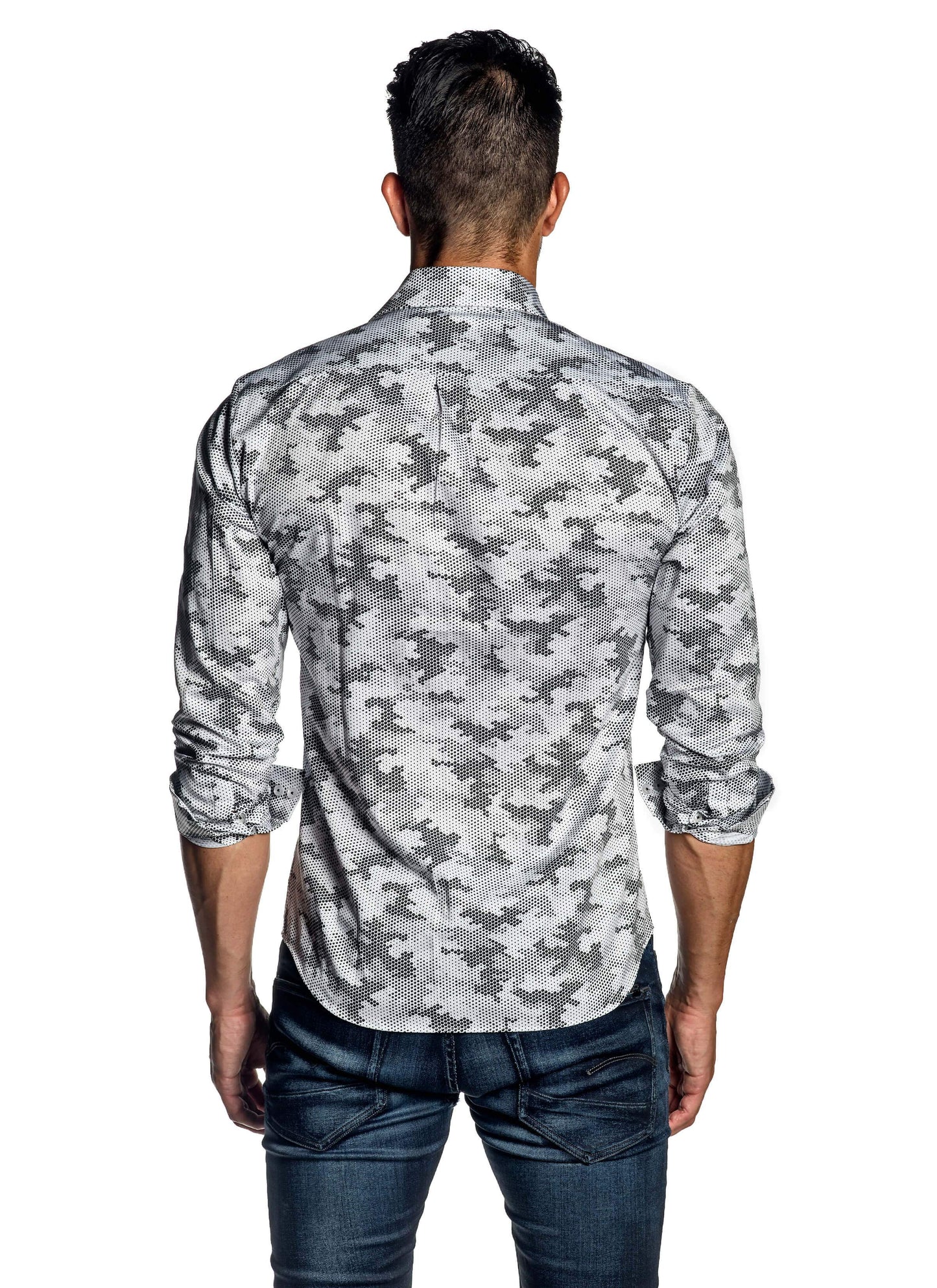 White Black Camouflage Print Shirt for Men AH-ITA-T-9002 - Jared Lang