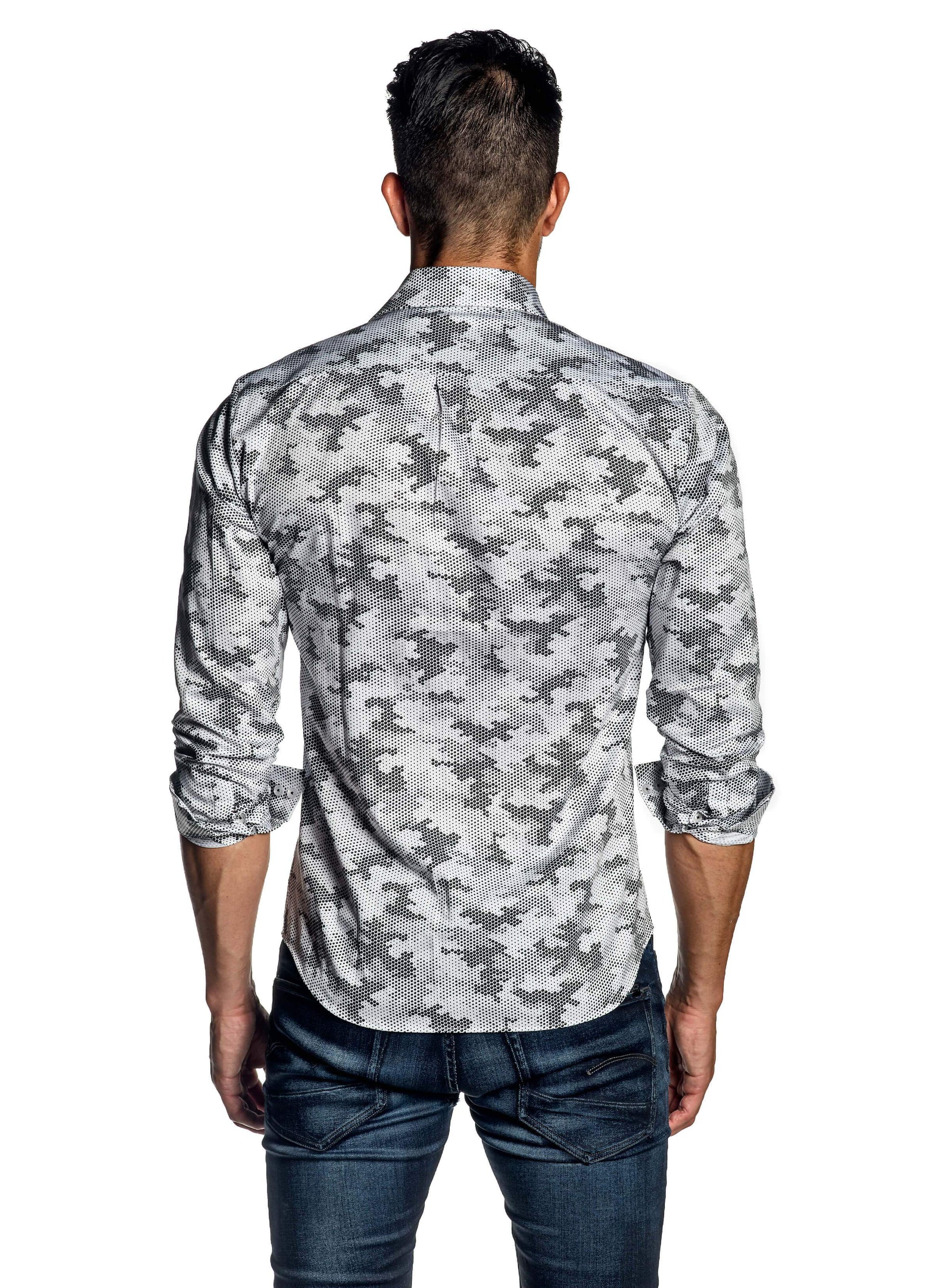 White Black Camouflage Print Shirt for Men AH-ITA-T-9002 - Jared Lang