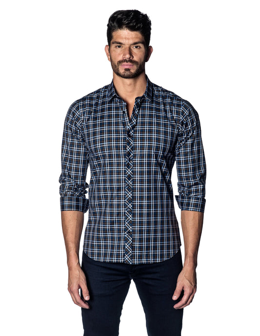 Navy Check Plaid Shirt for Men AH-OT-5085.