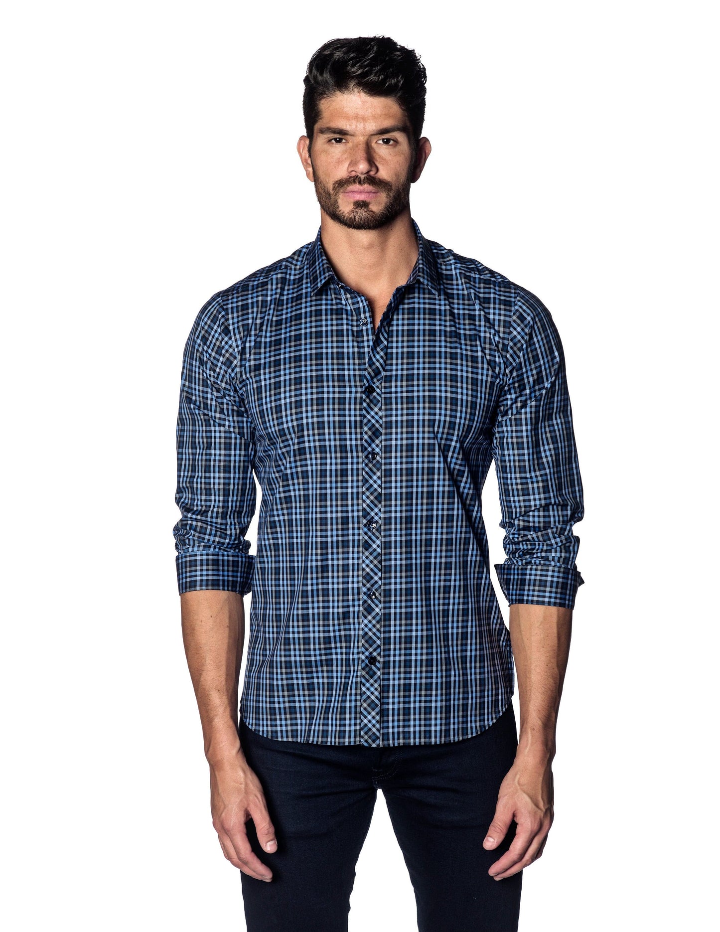 Blue Check Plaid Shirt for Men AH-OT-5088.