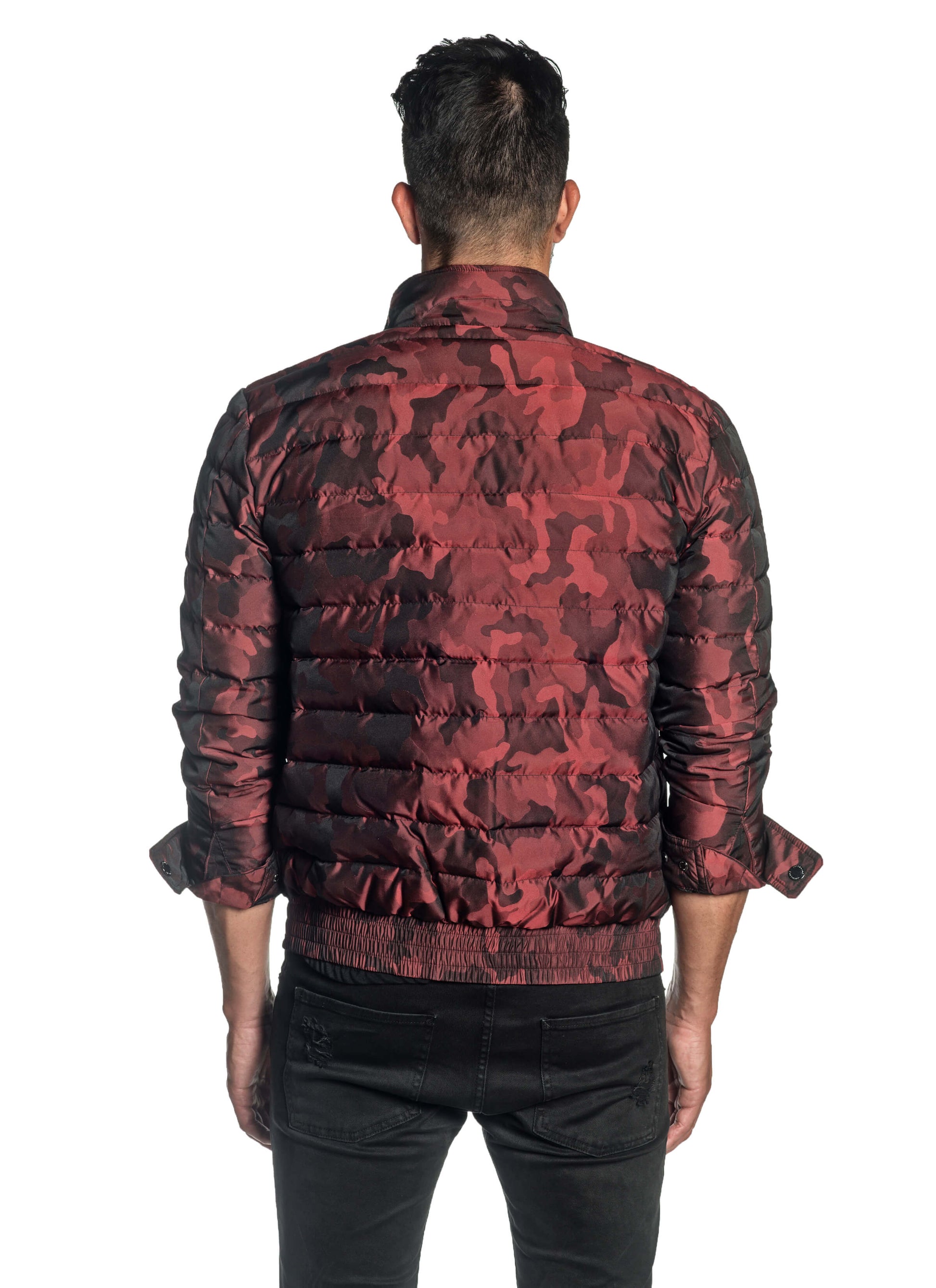 Red Camouflage Down Jacket for Men Chicago 1B - Back - Jared Lang