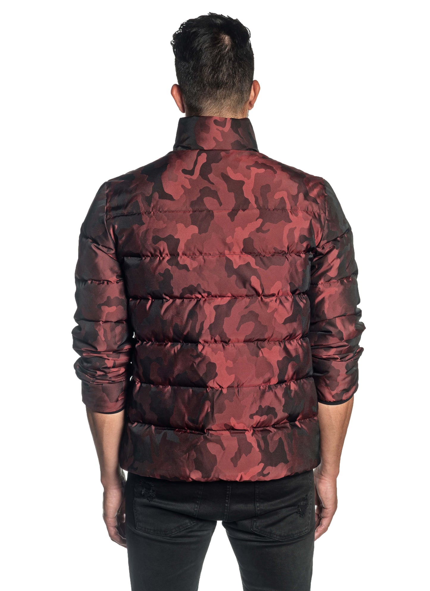 Red Camouflage Quilted Down Jacket Geneva 2D - Back - Jared Lang