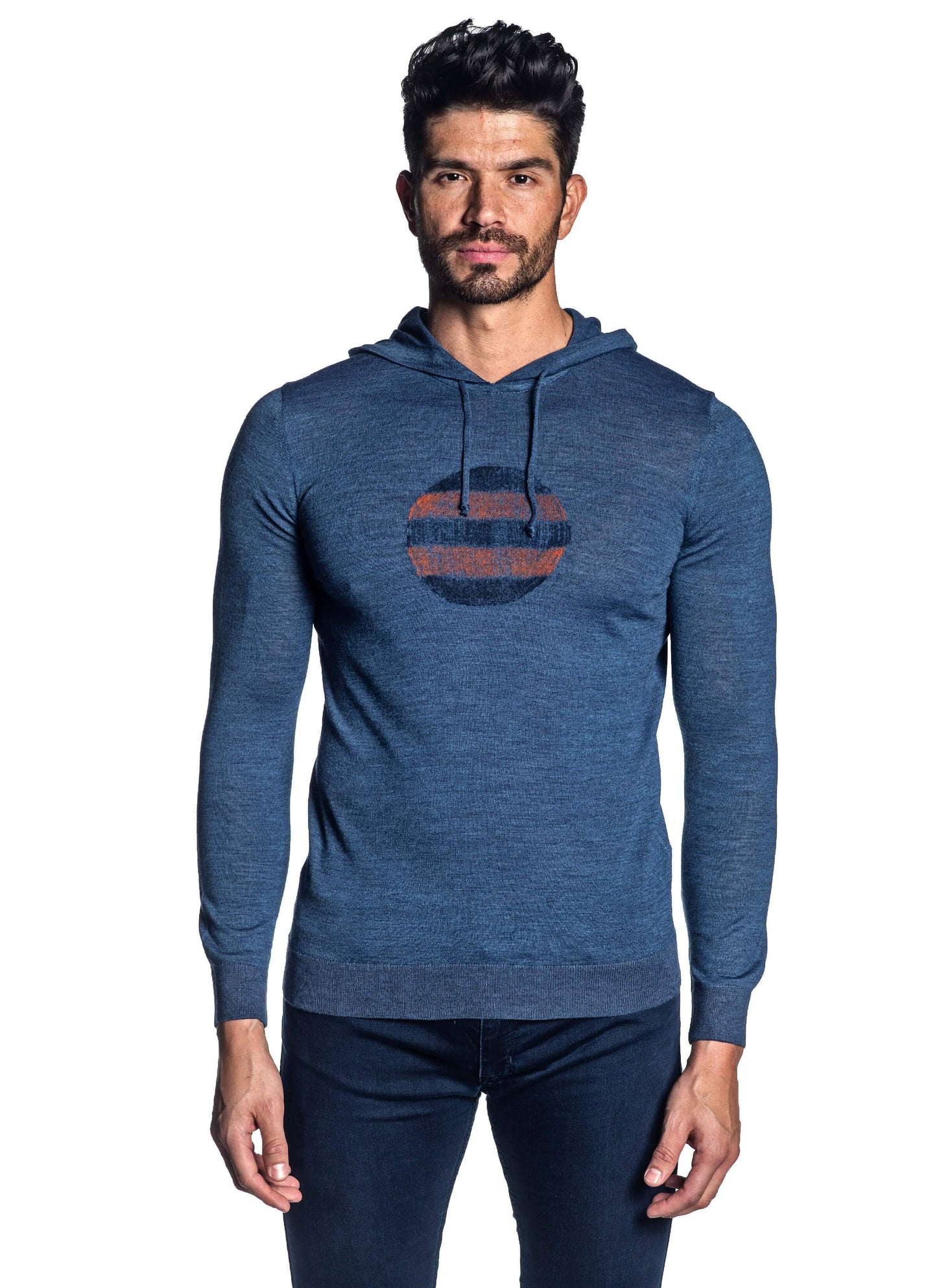 Blue Hoodie for Men H-02681-04 - Front - Jared Lang