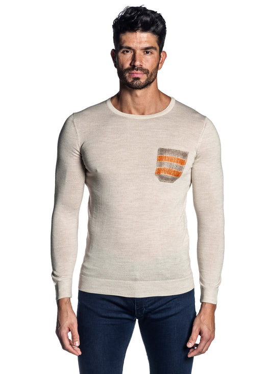 Off-White Crew Neck Sweater for Men H-02682-05 - Front - Jared Lang