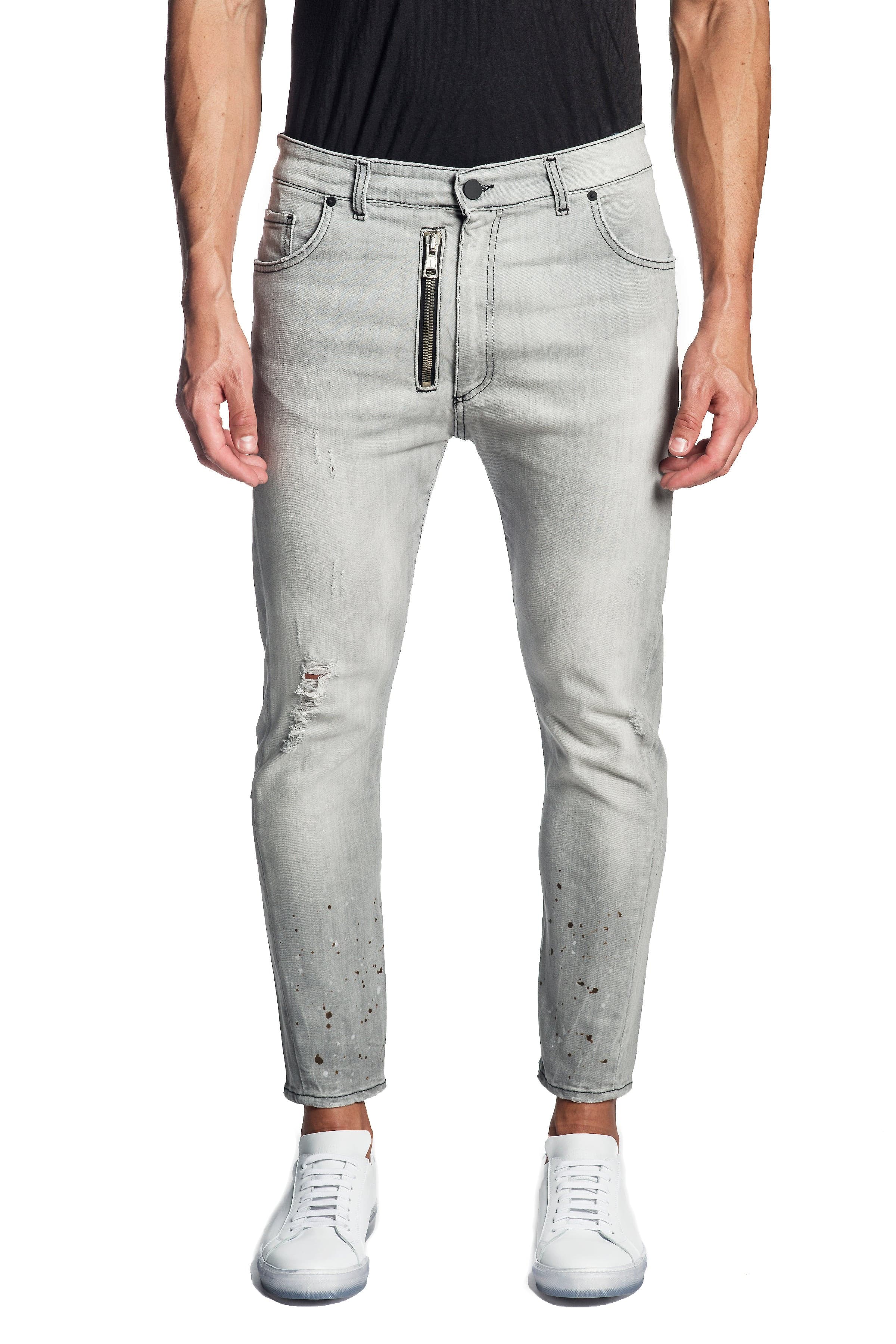 Grey Skinny Ripped Denim Jeans for Men JN-811 Jared Lang Official