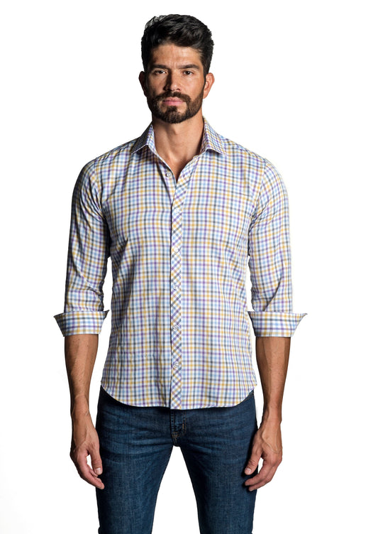 White - Purple Long Sleeve Shirt OT-6663 - Front - Jared Lang