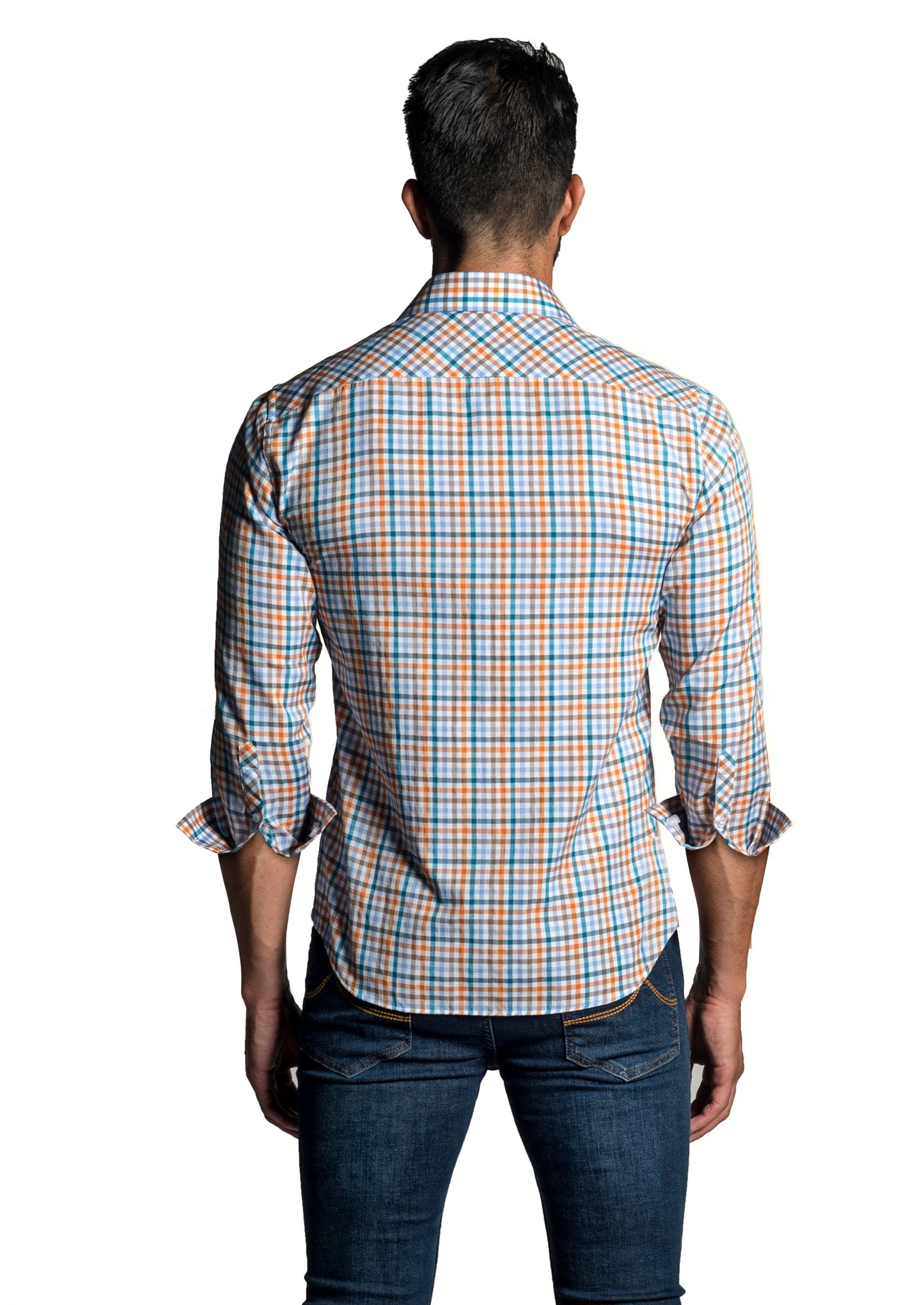 White - Orange Long Sleeve Shirt OT-6664 - Back - Jared Lang