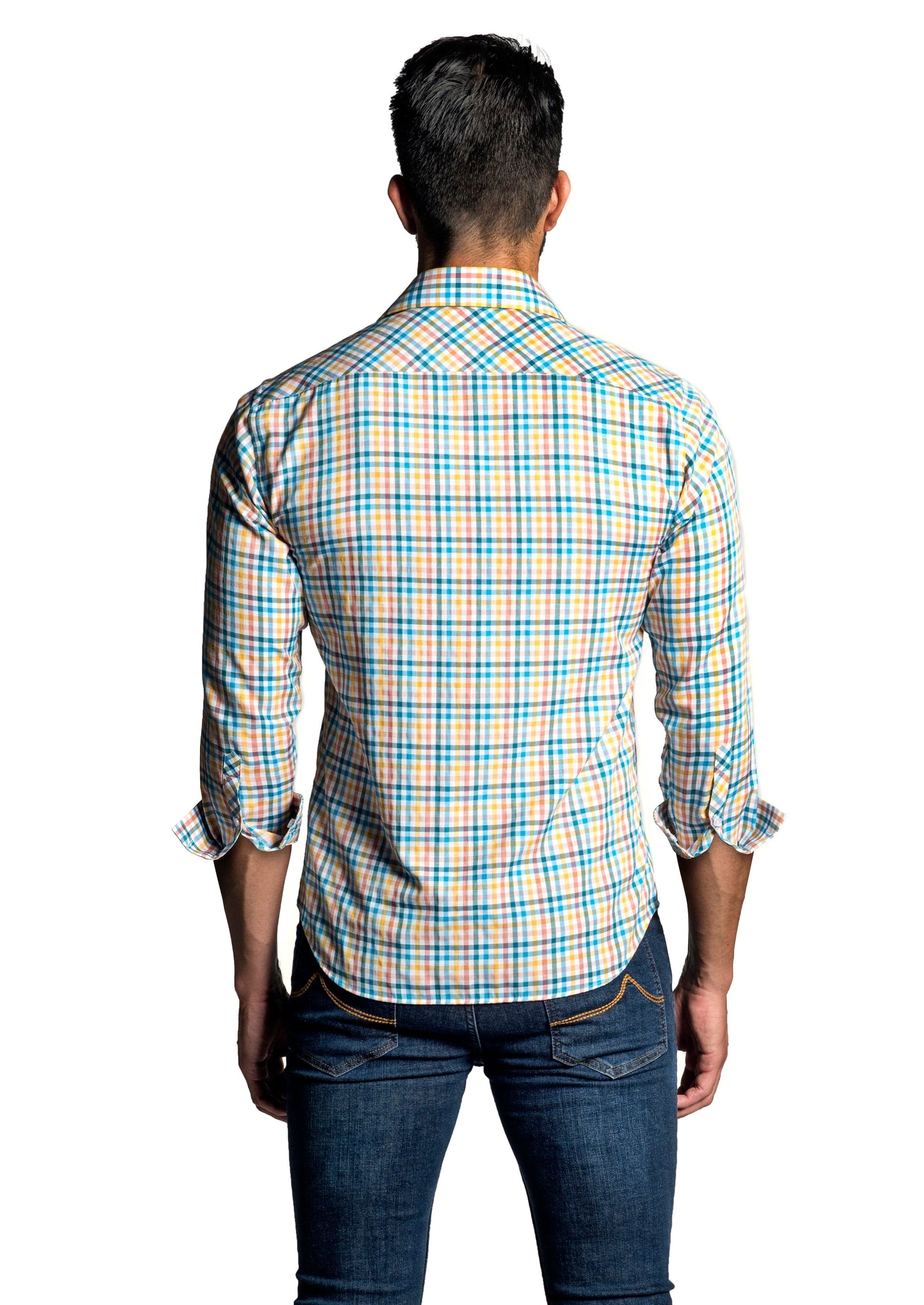 White - Yellow Long Sleeve Shirt OT-6665 - Back - Jared Lang
