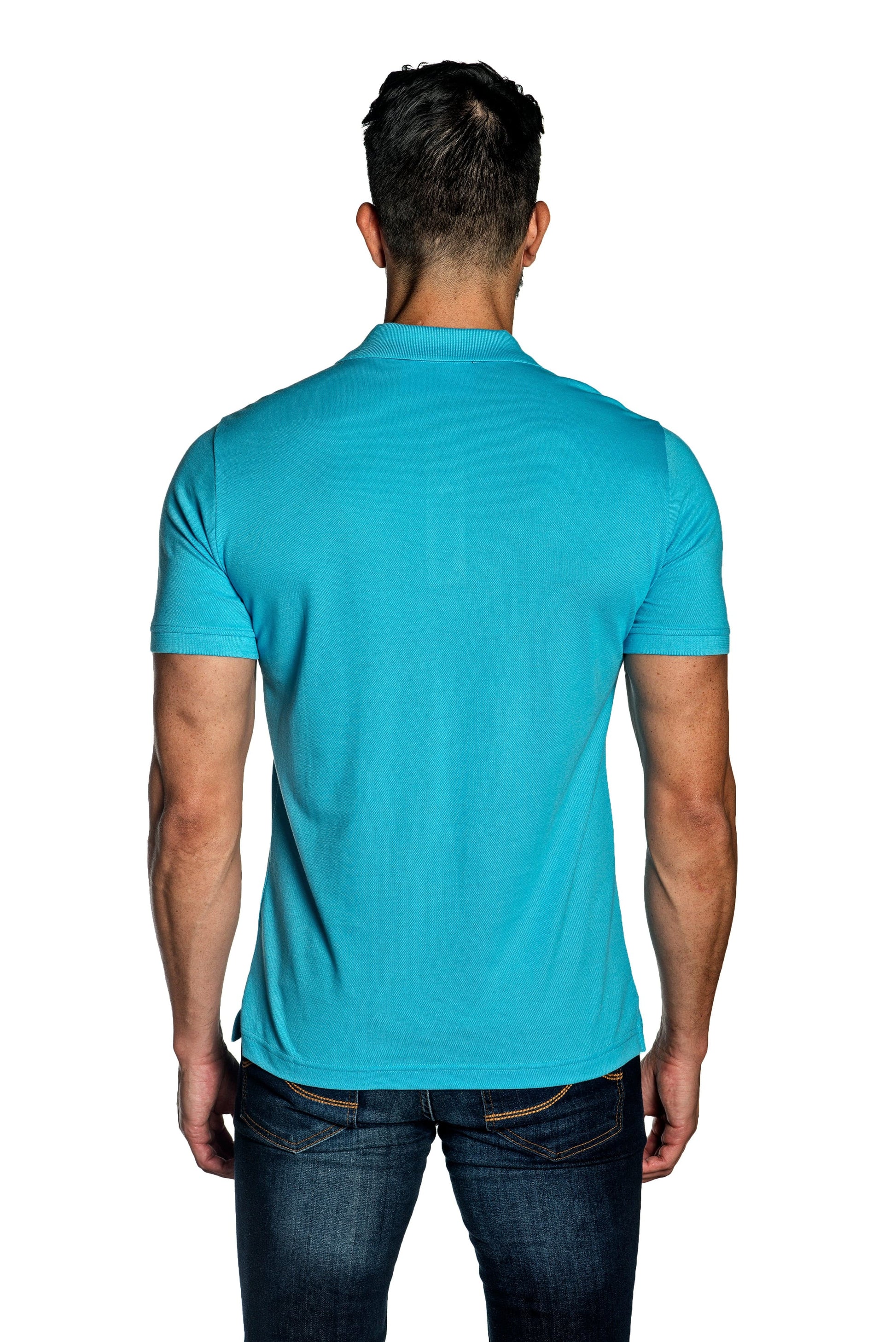 Turquoise Mens Polo With Dinosaur Embroidery P-12.