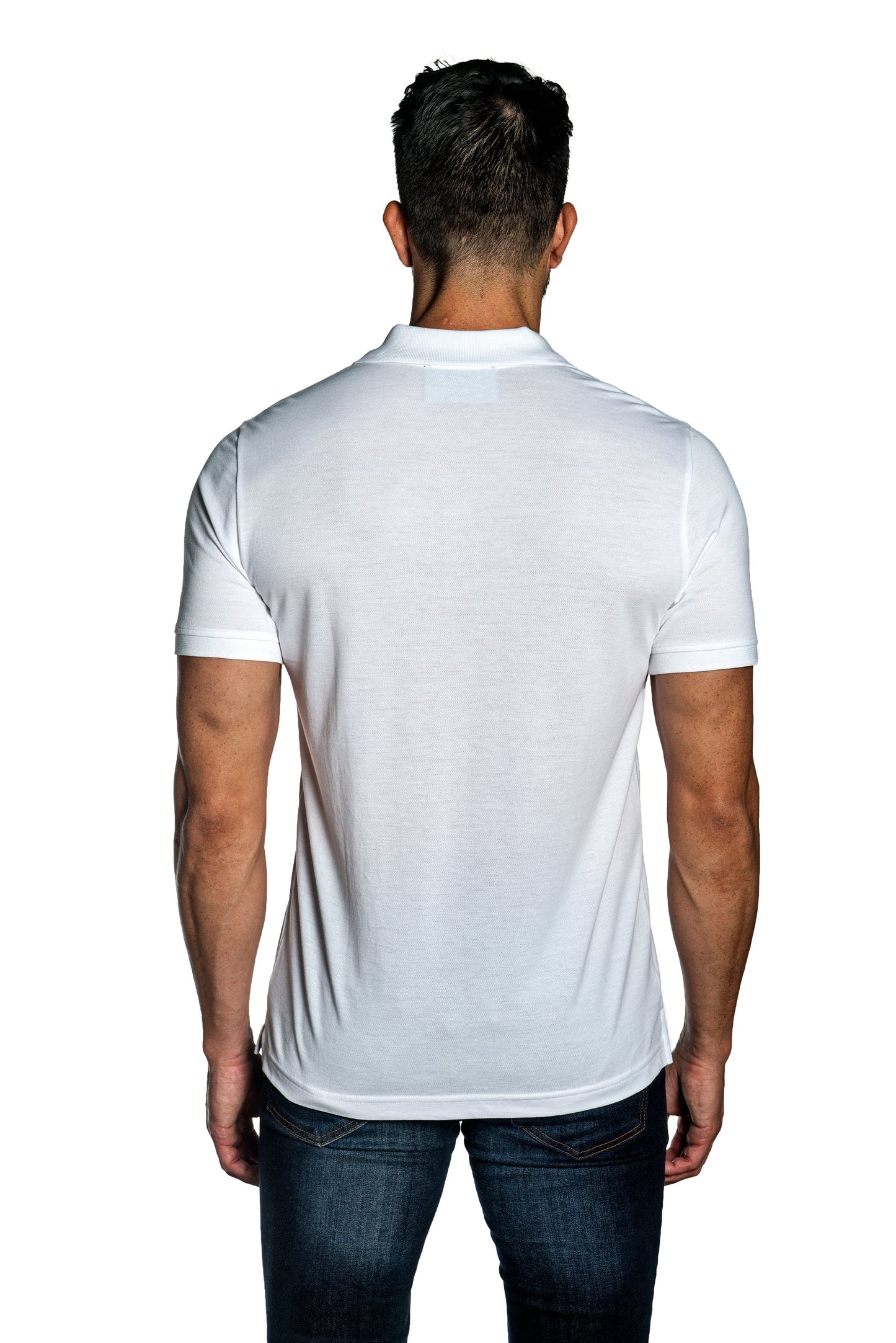 White Mens Polo With Star Embroidery P-27.