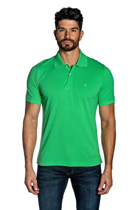 Green Mens Polo With Lightning Embroidery P-33.