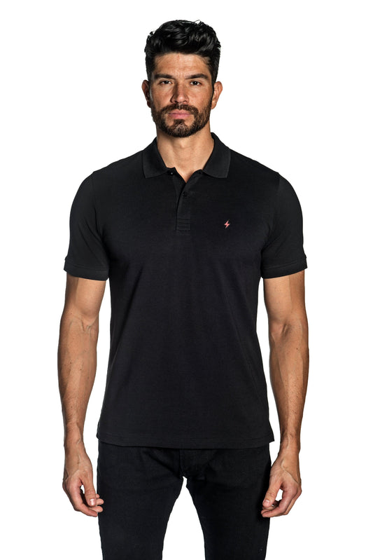 Black Mens Polo With Lightning Embroidery P-39.