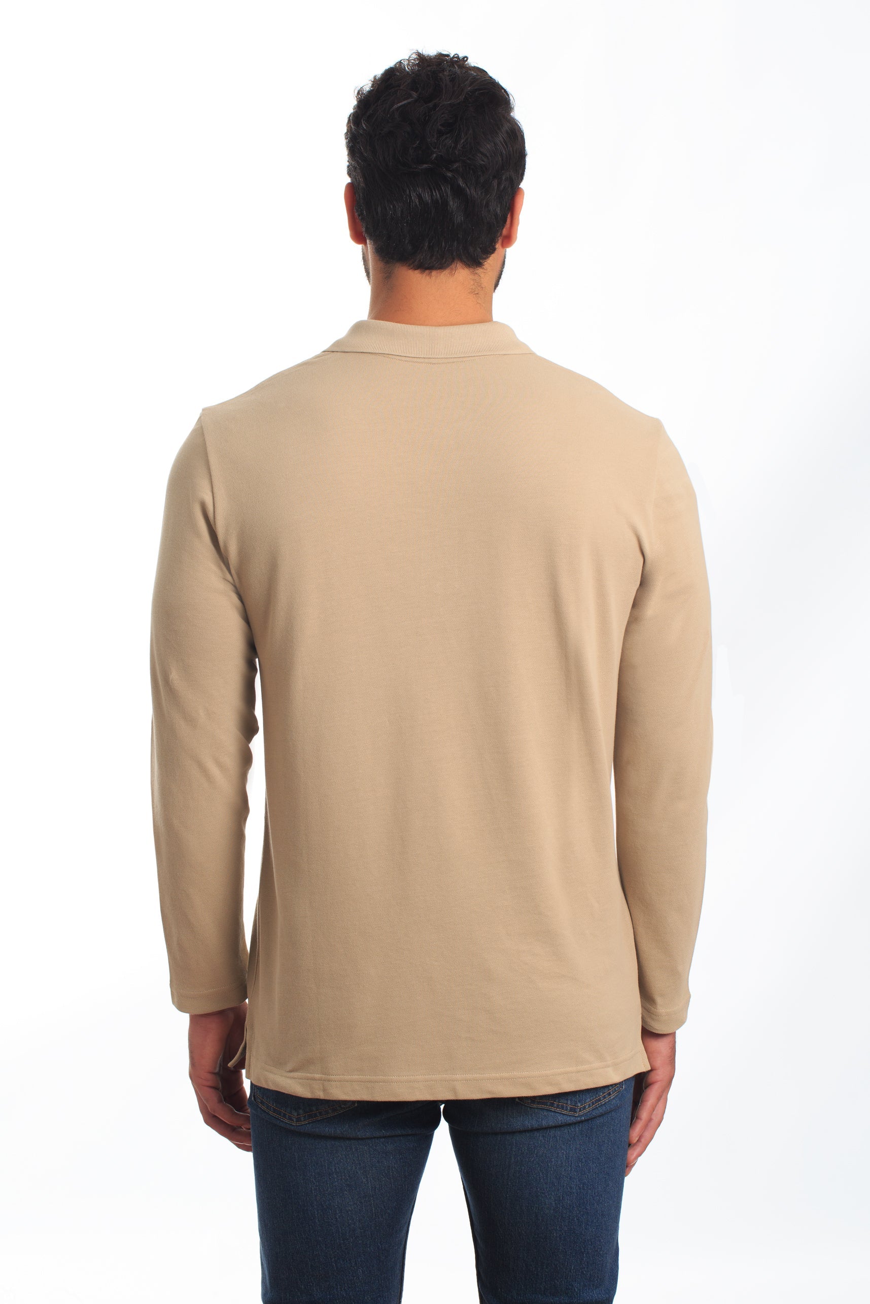 Sand Long Sleeve Polo PL-107 Back