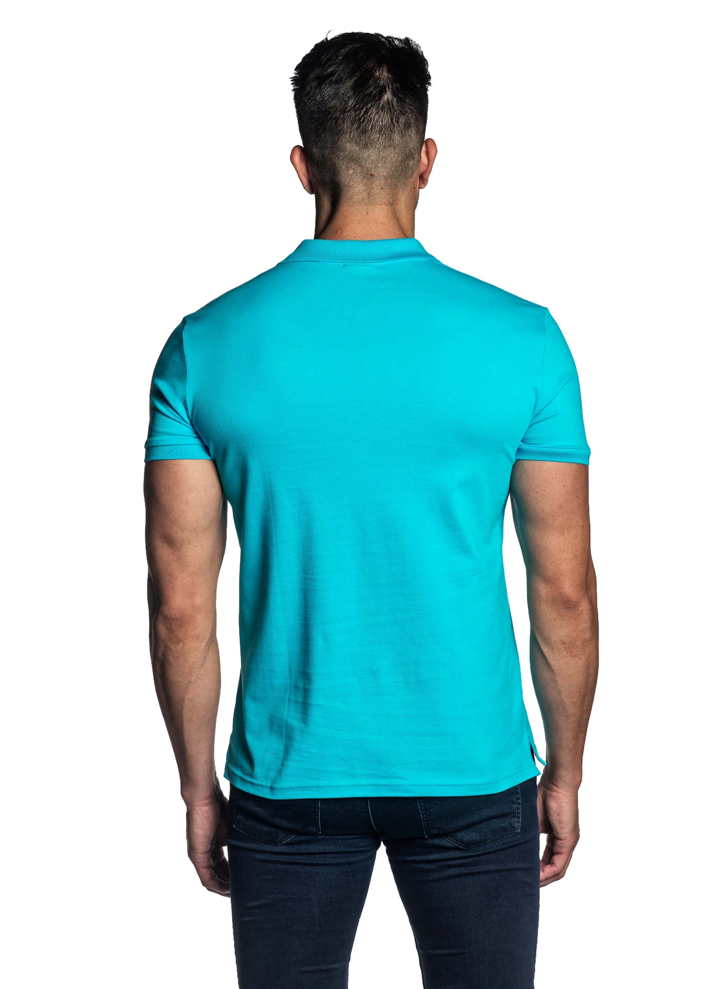 Turquoise Short Sleeve Polo for Men - Back PS-607 - Jared Lang