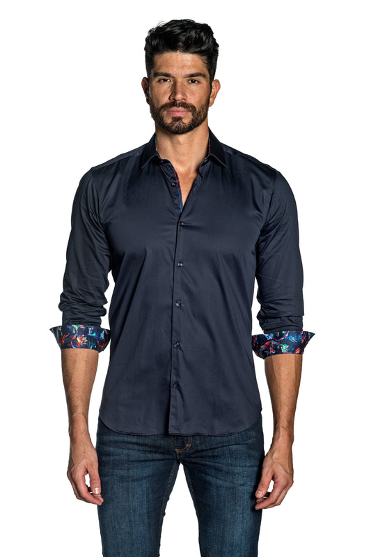 Dark Navy Long Sleeve Shirt T-168 - Front - Jared Lang