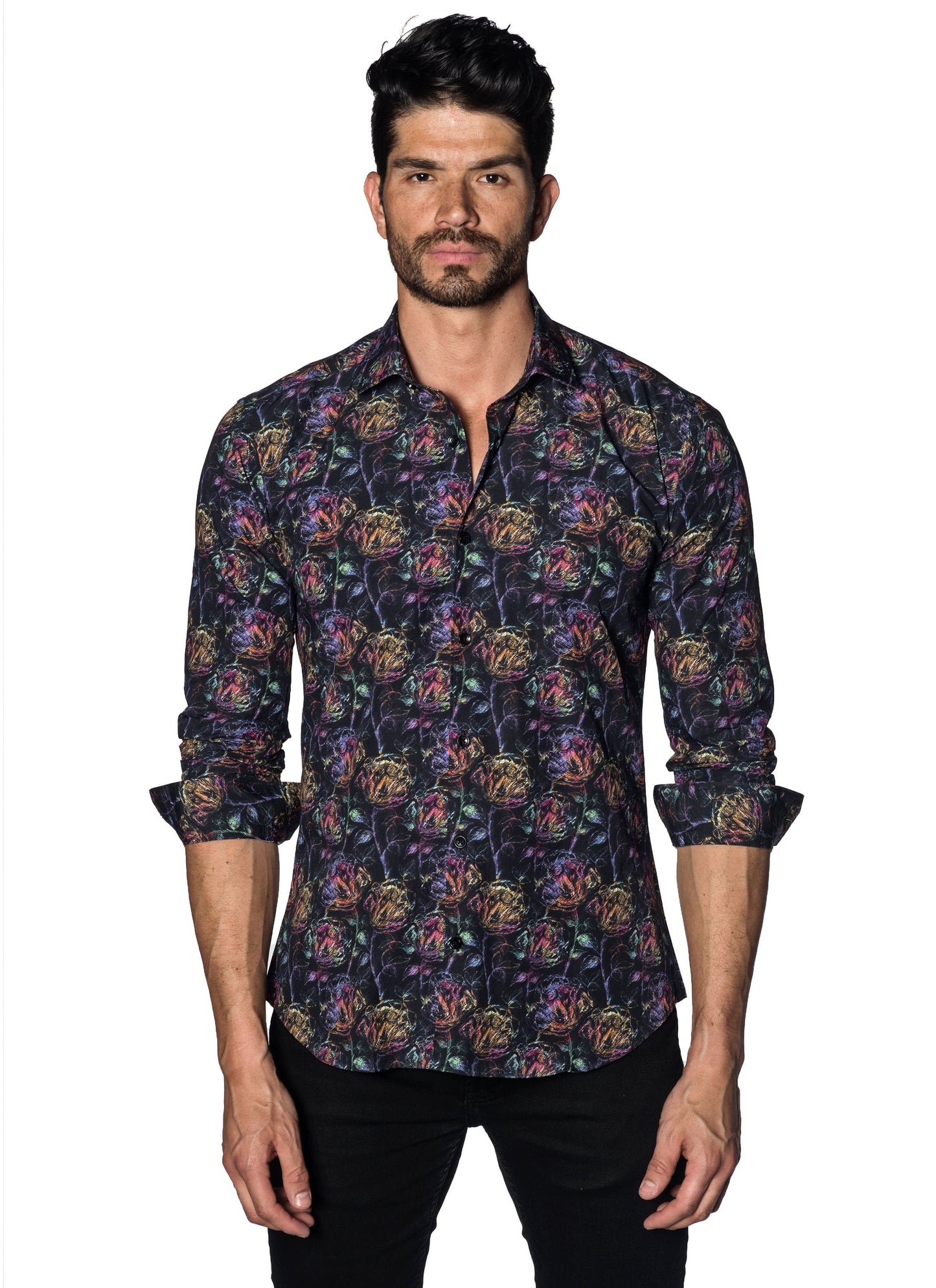 Black Fireworks Shirt for Men T-583.
