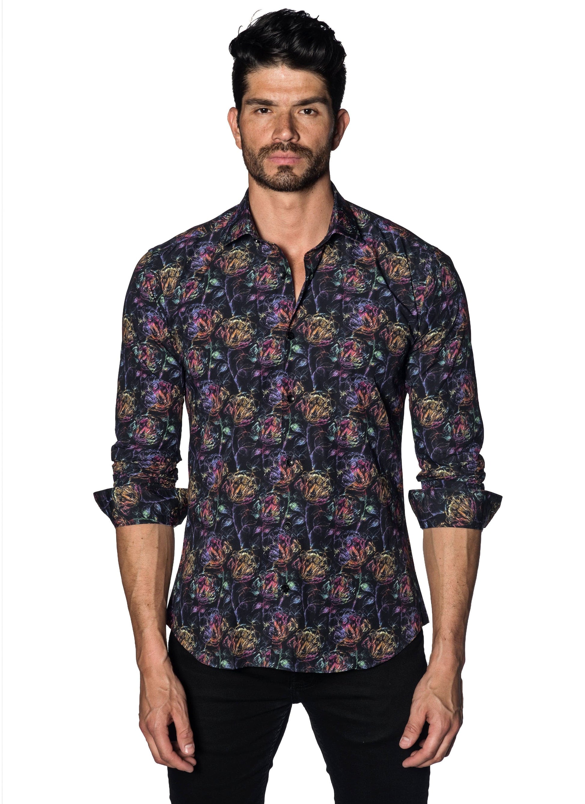 Black Fireworks Shirt for Men T-583.